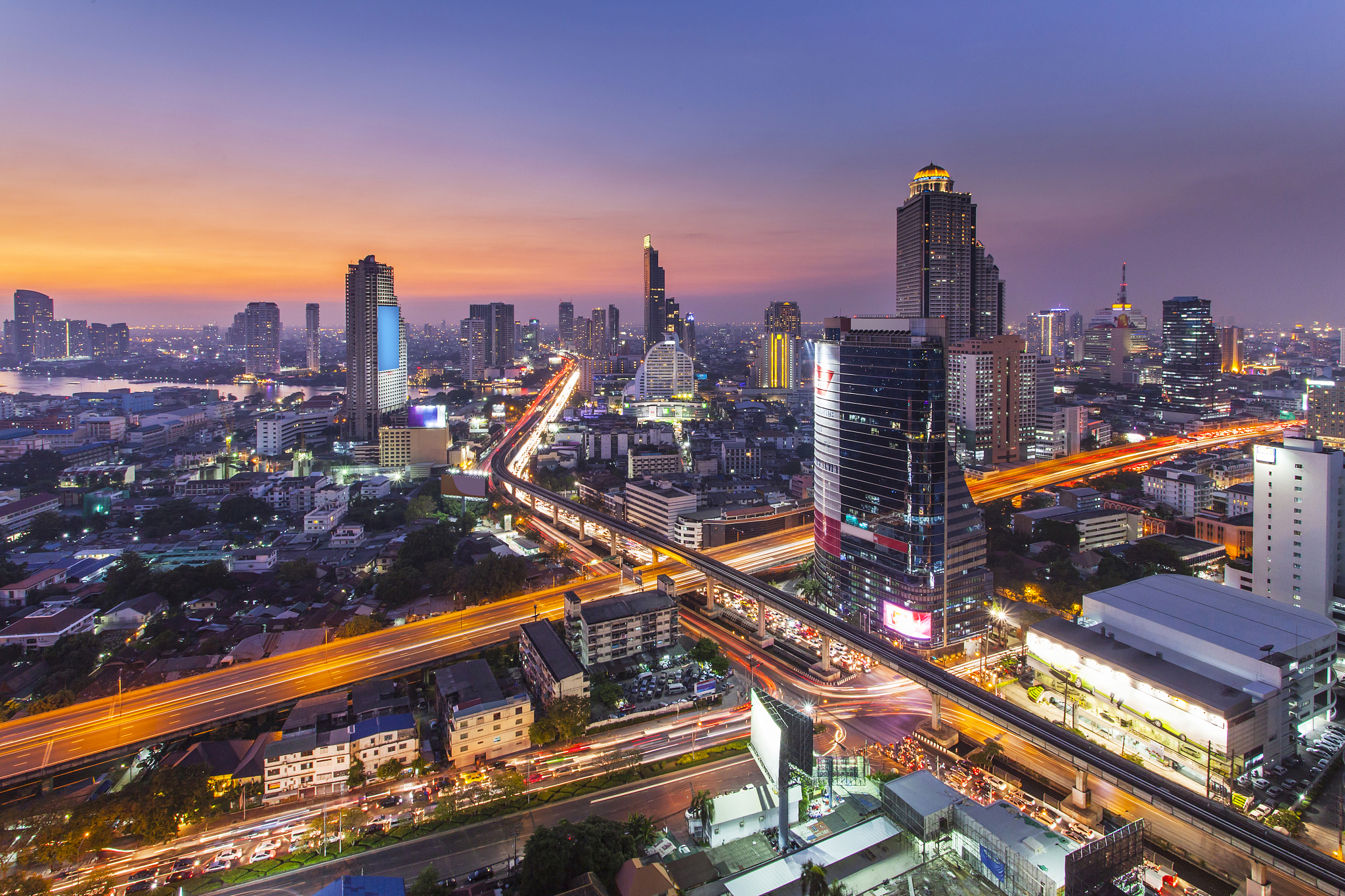 cityscape twilight buti bangkok thailand