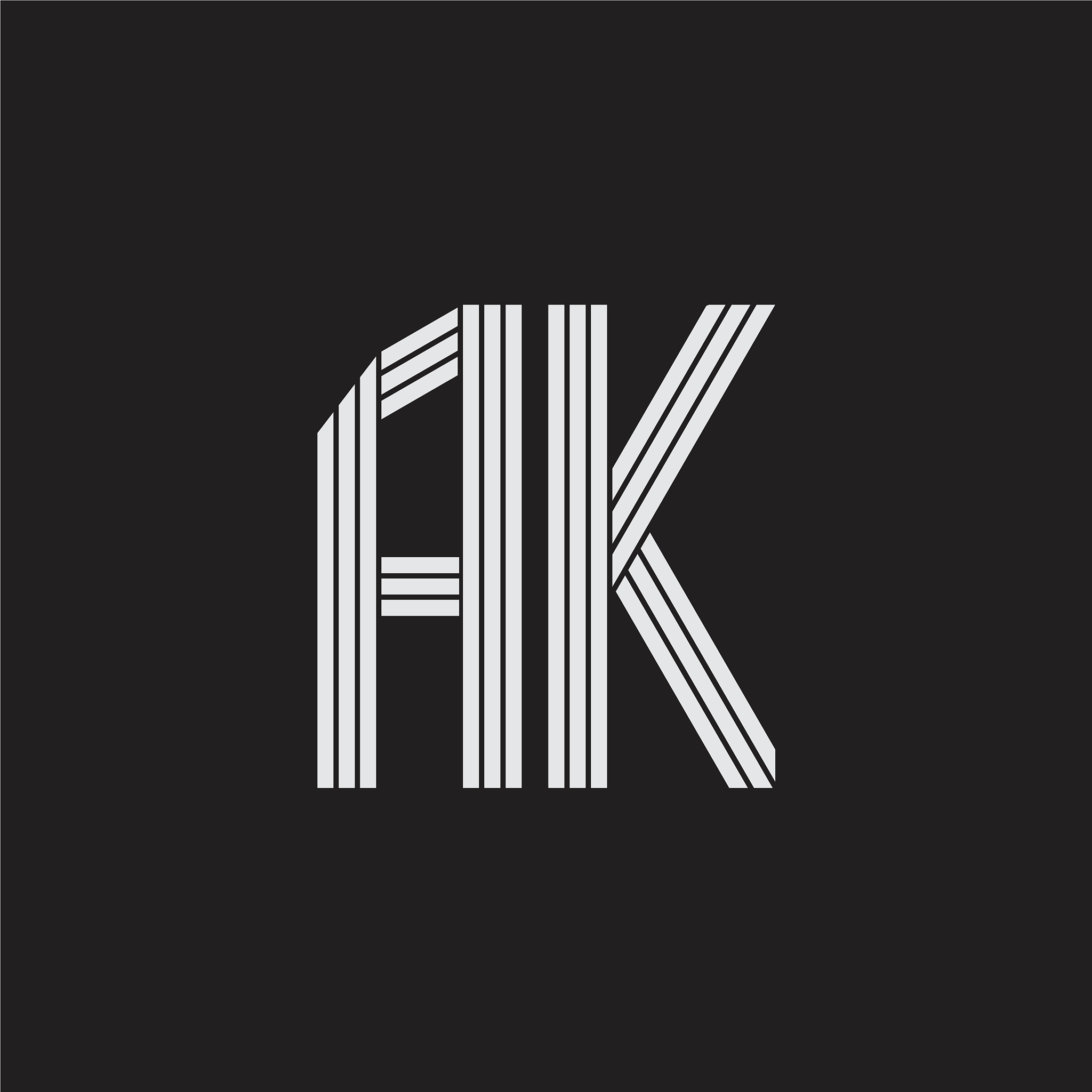 ak logo monogram with outline style linked