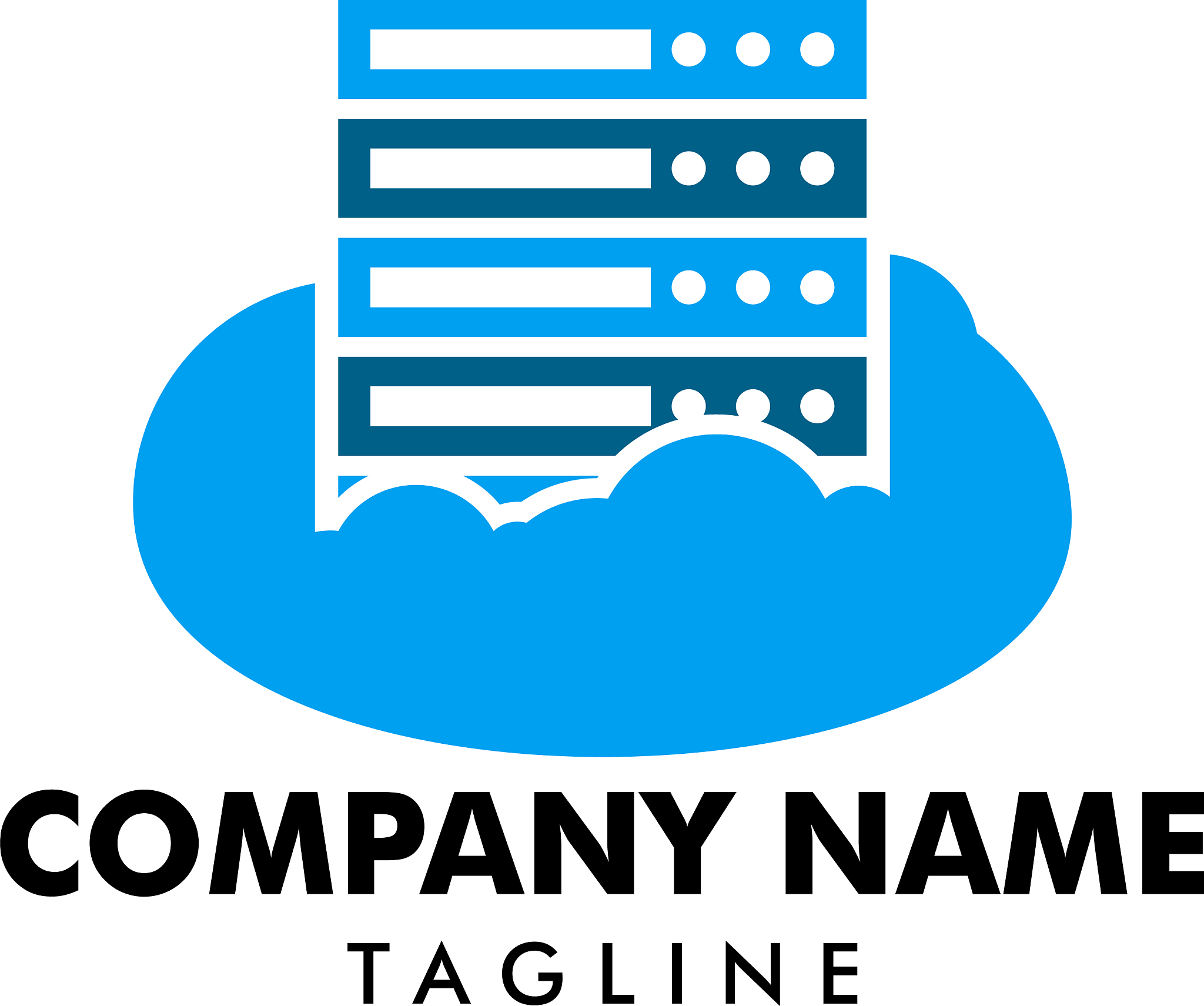 cloud server computer logo design template