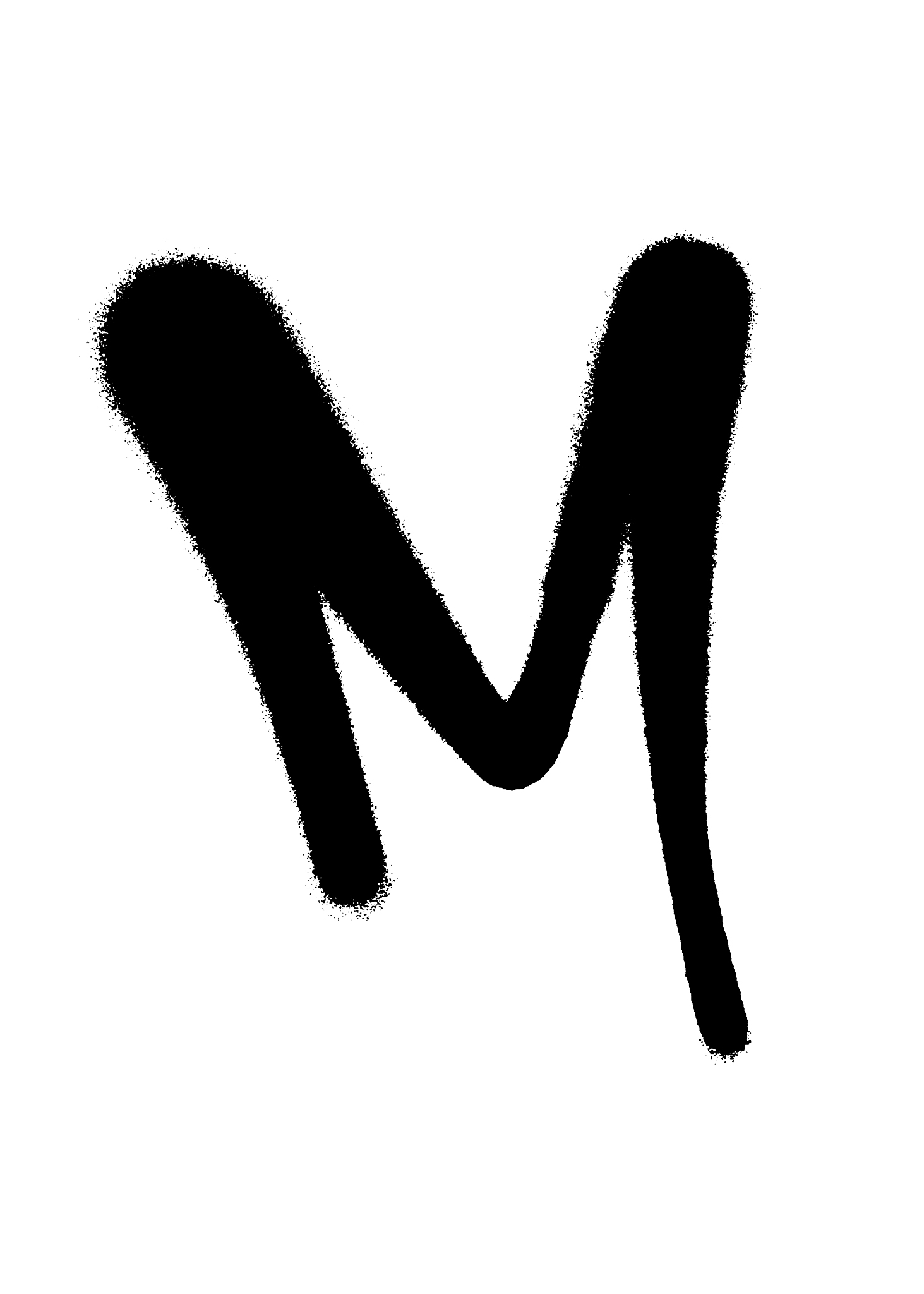 graffiti style letter m with a spray in black over