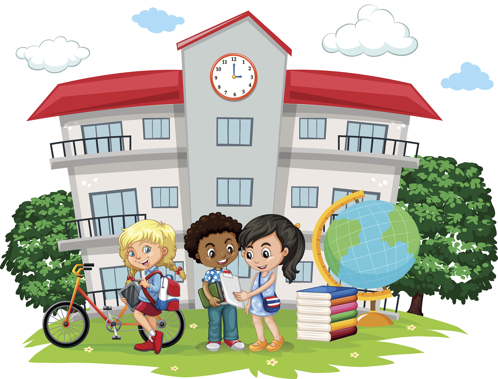 students learning at school