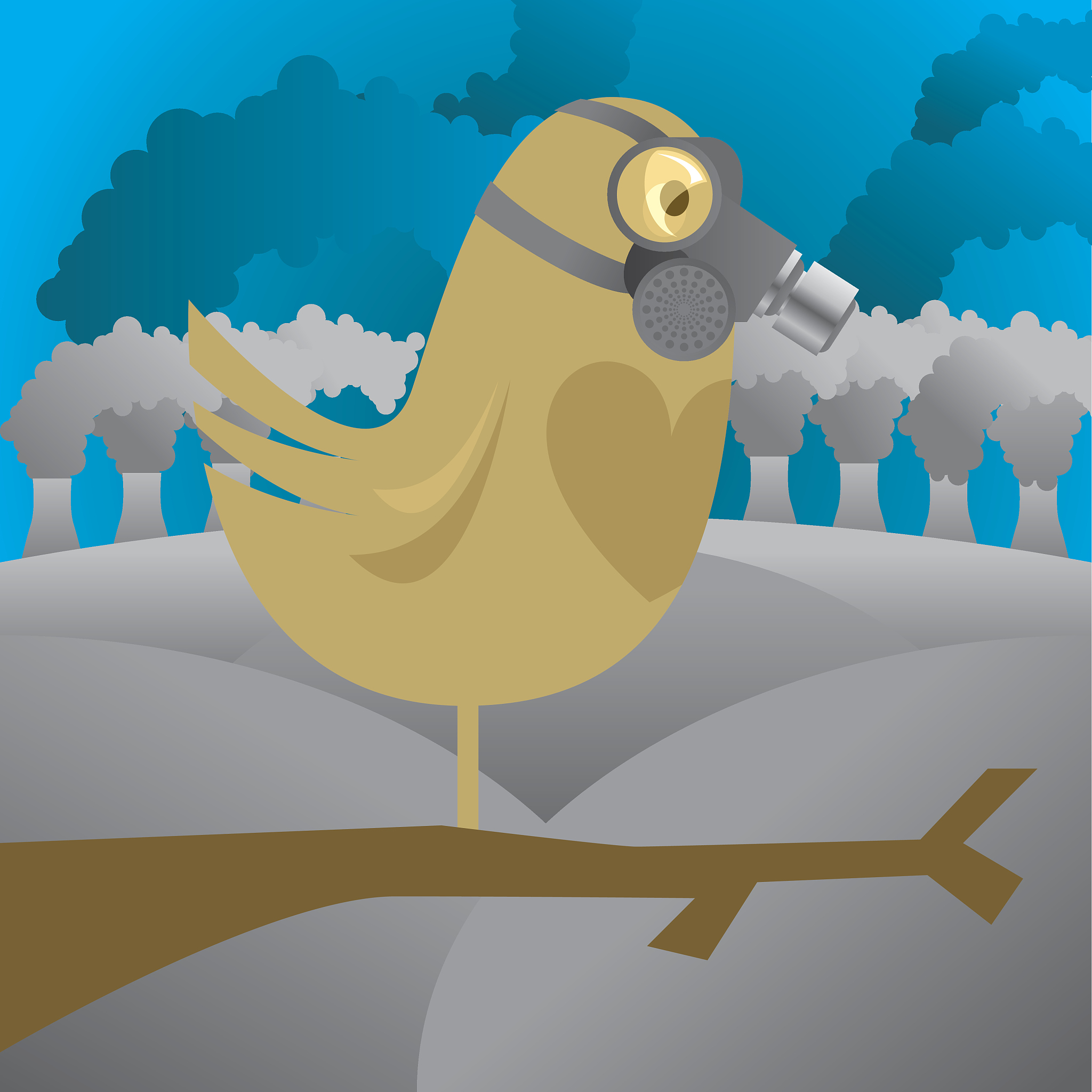 bird in gas mask