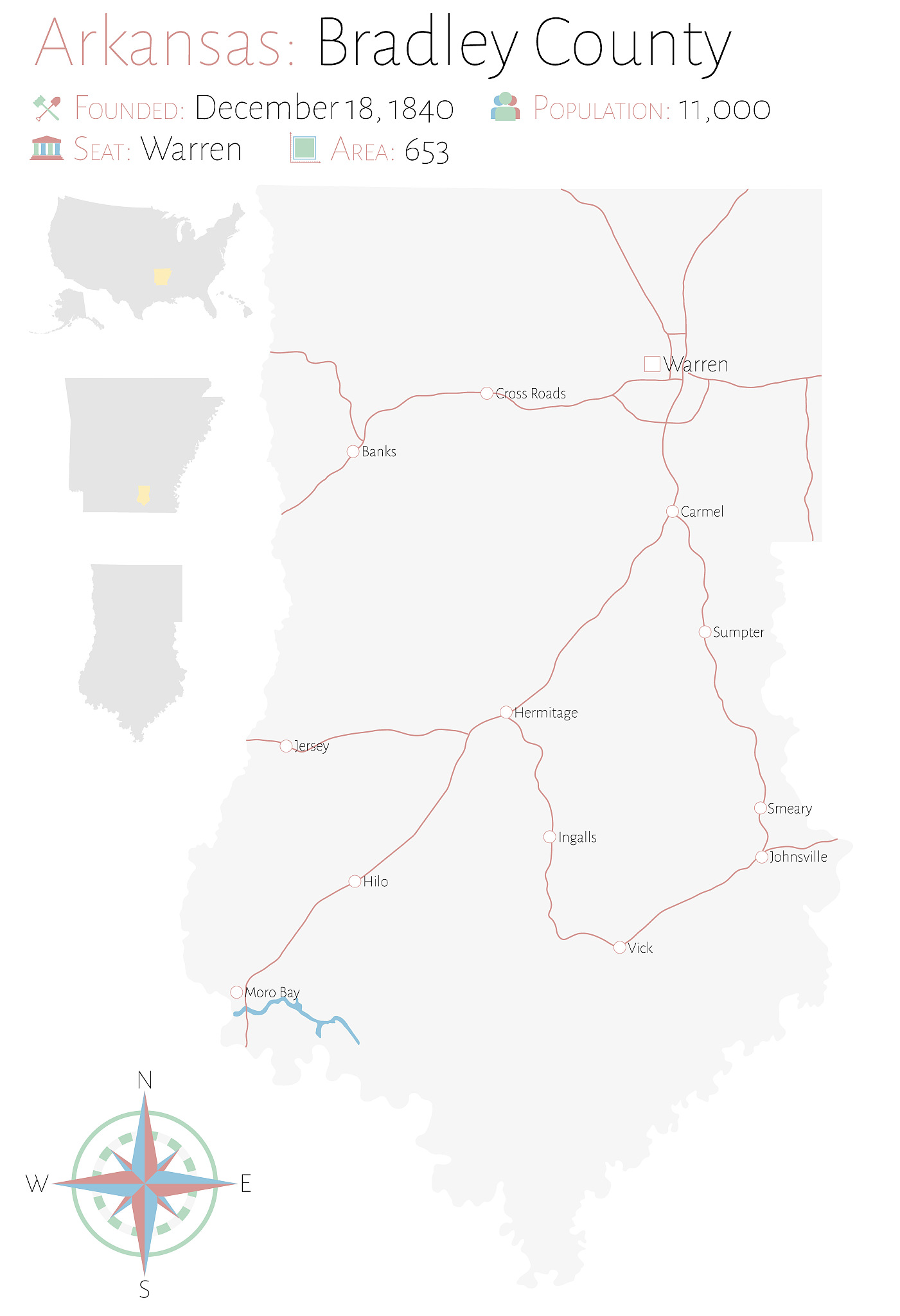 map of bradley county in arkansas
