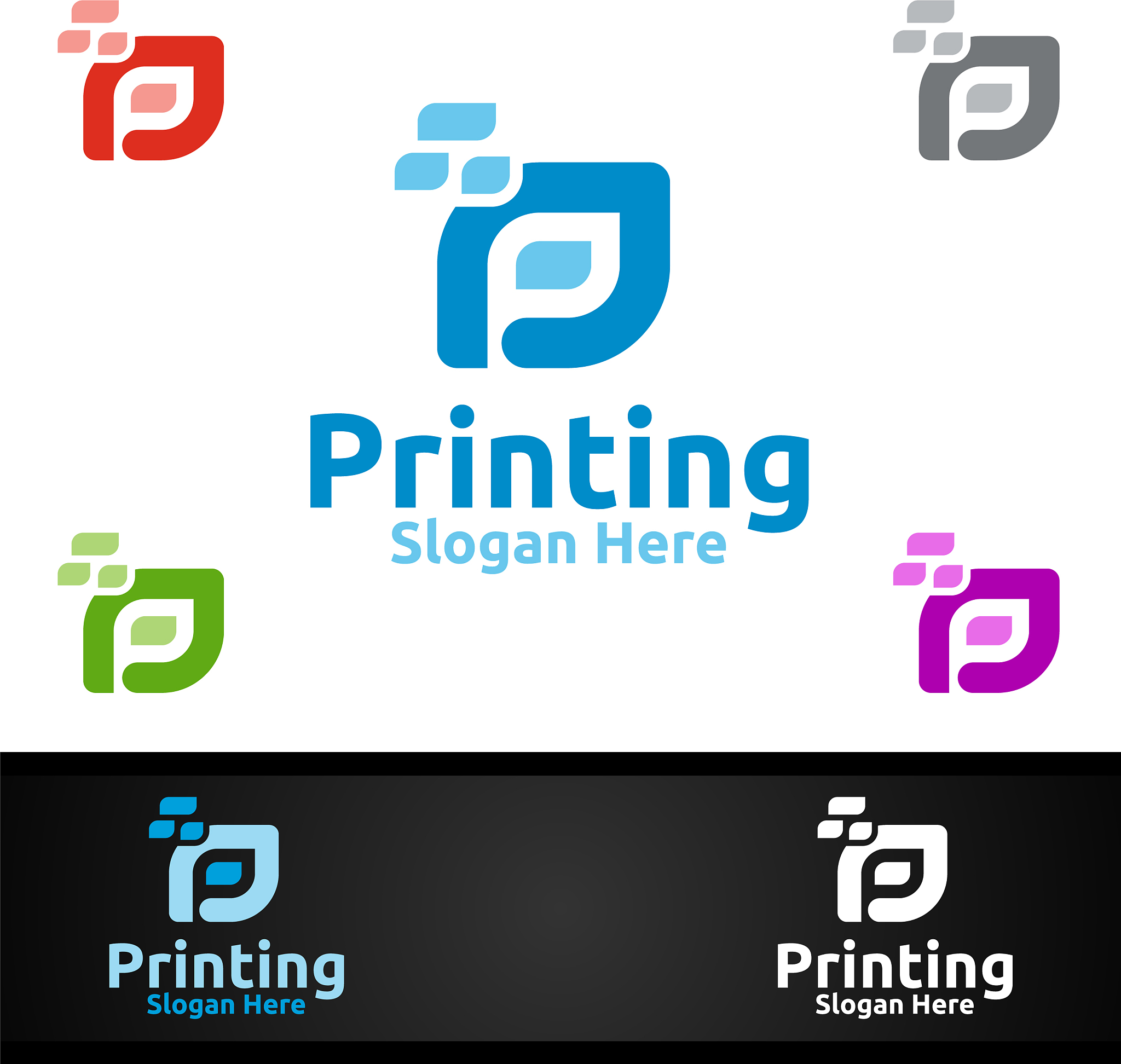 letter p printing company logo design for media