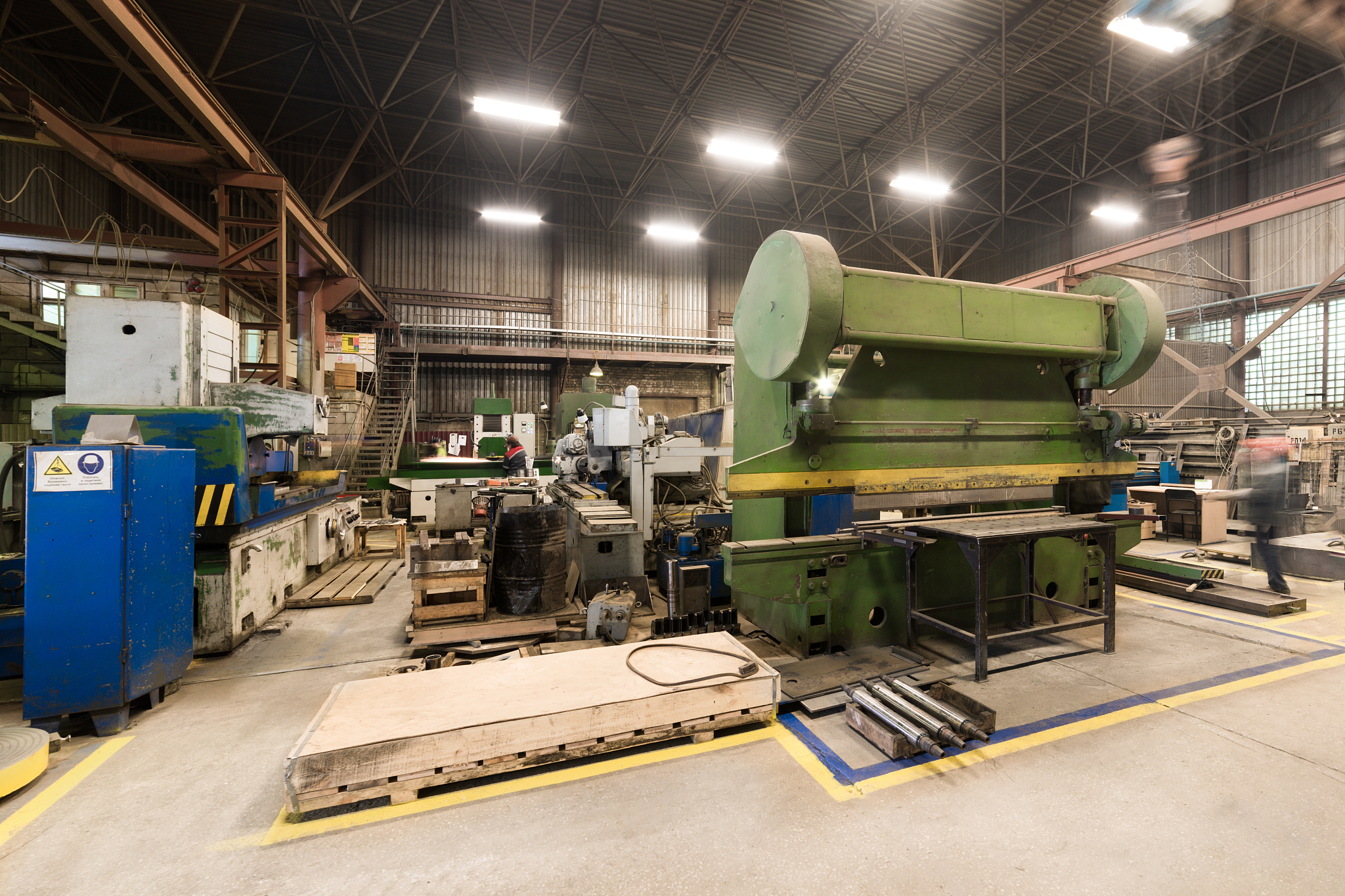 metalworking shop. guillotine shears, grinding machines