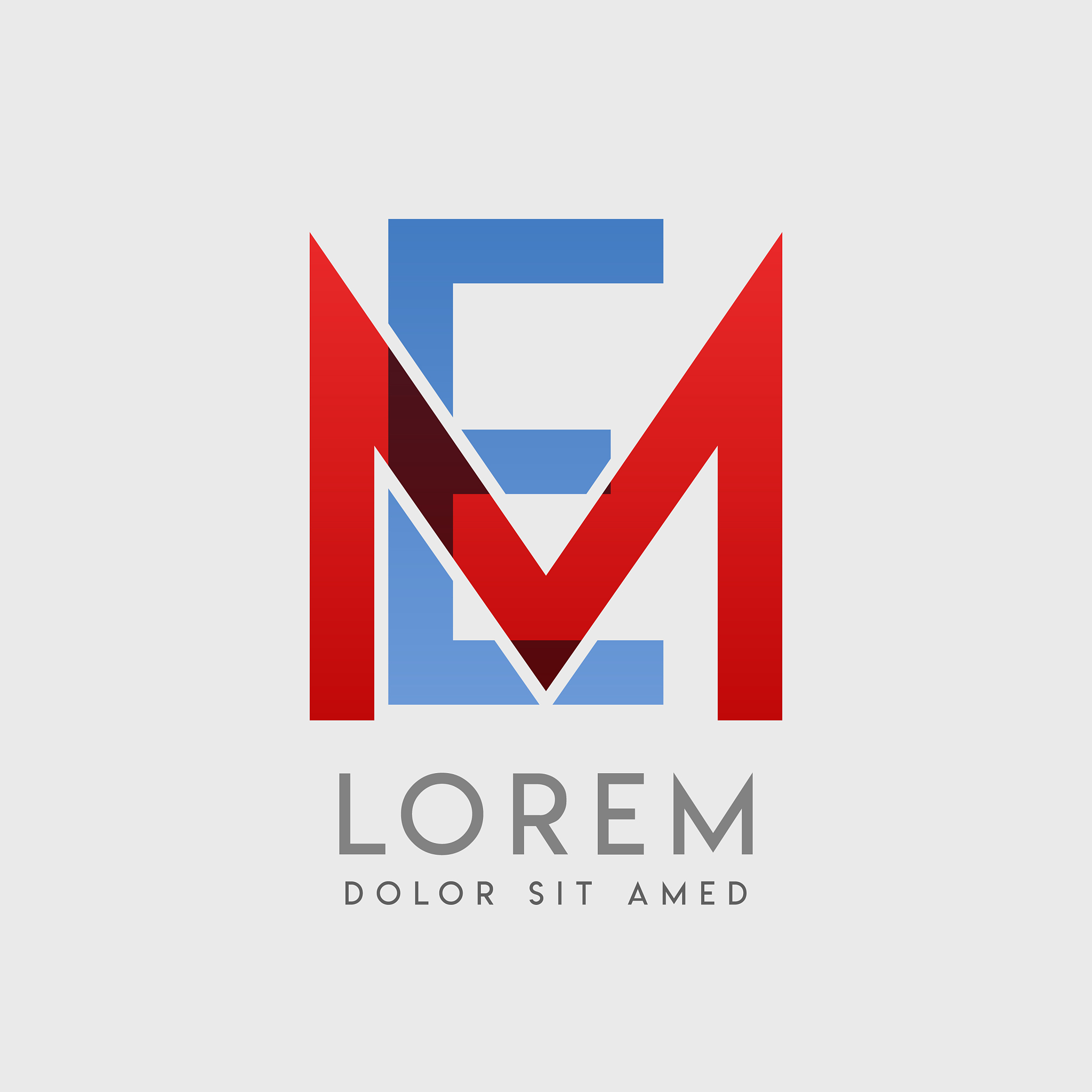 me logo letters with blue and red gradation