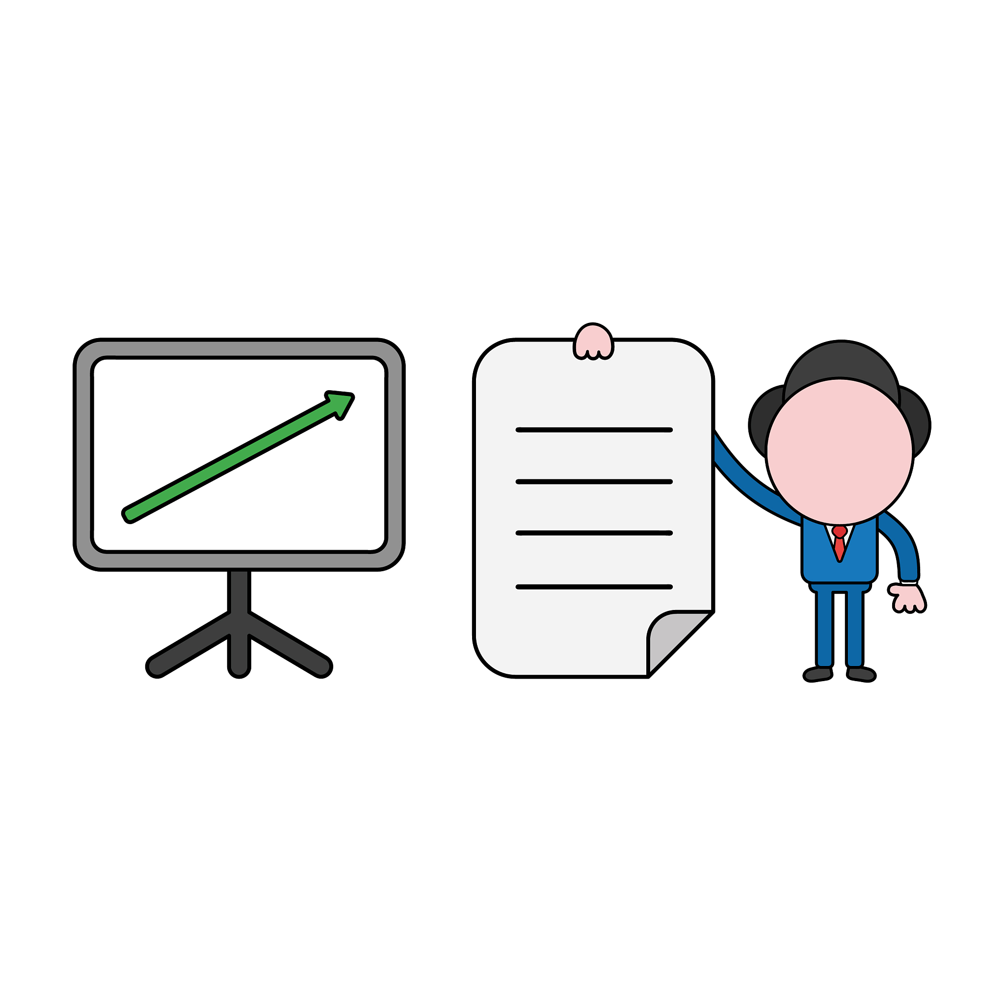 businessman character with sales chart arrow