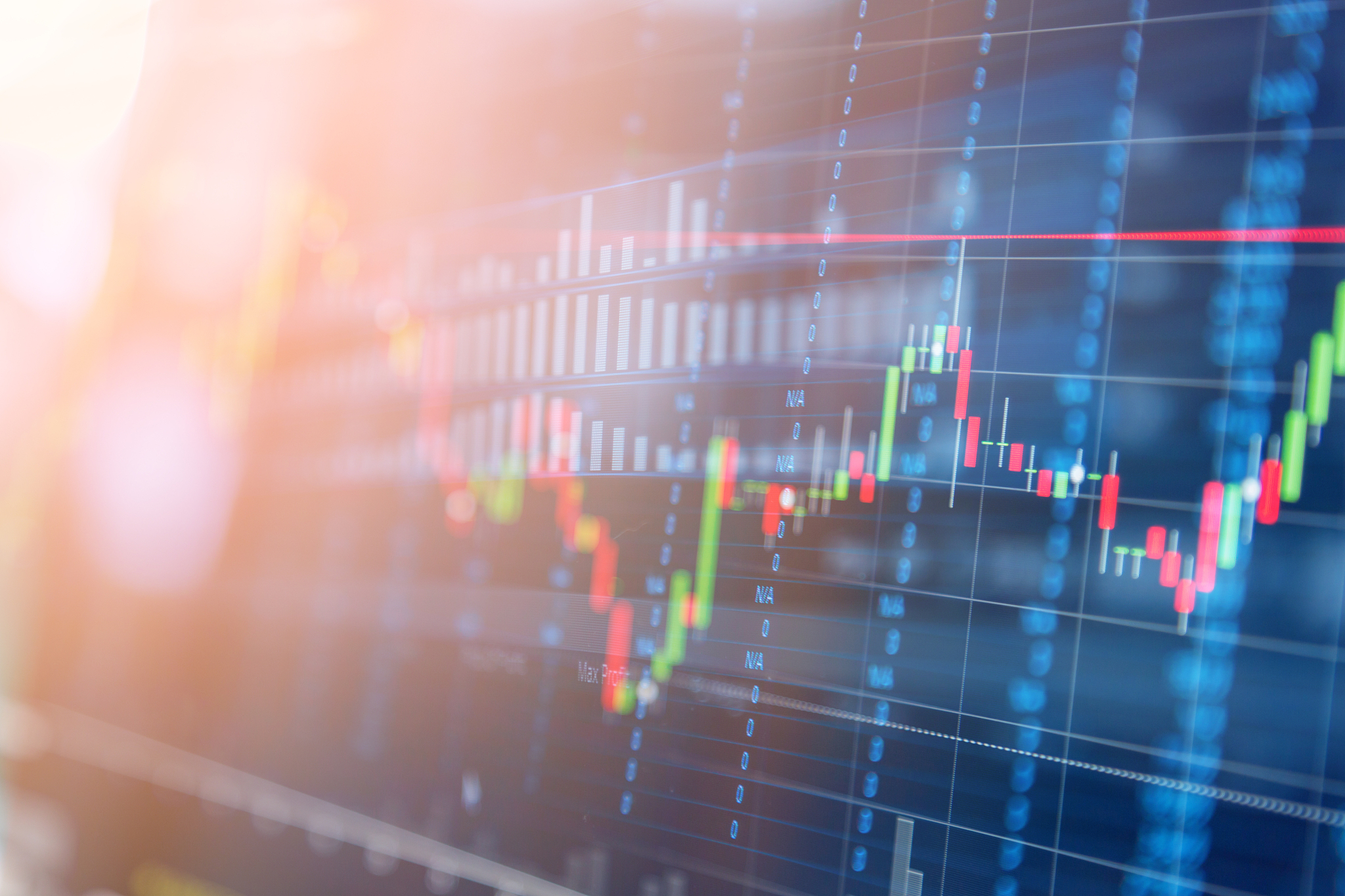 candle stick graph chart of stock market investment trading