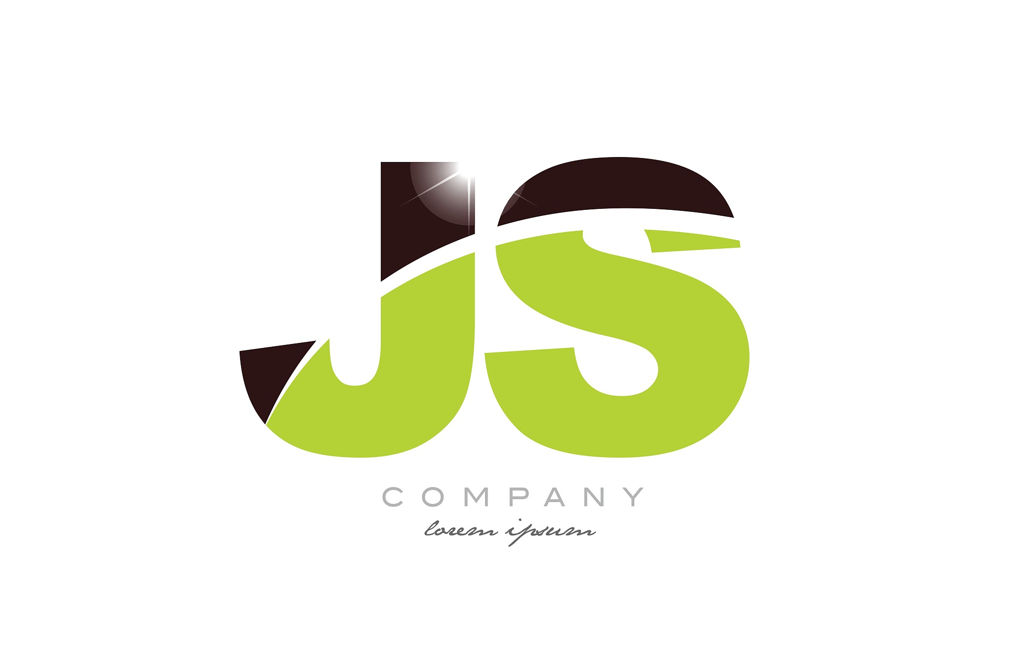 letter js j s alphabet combination in green and brown color for