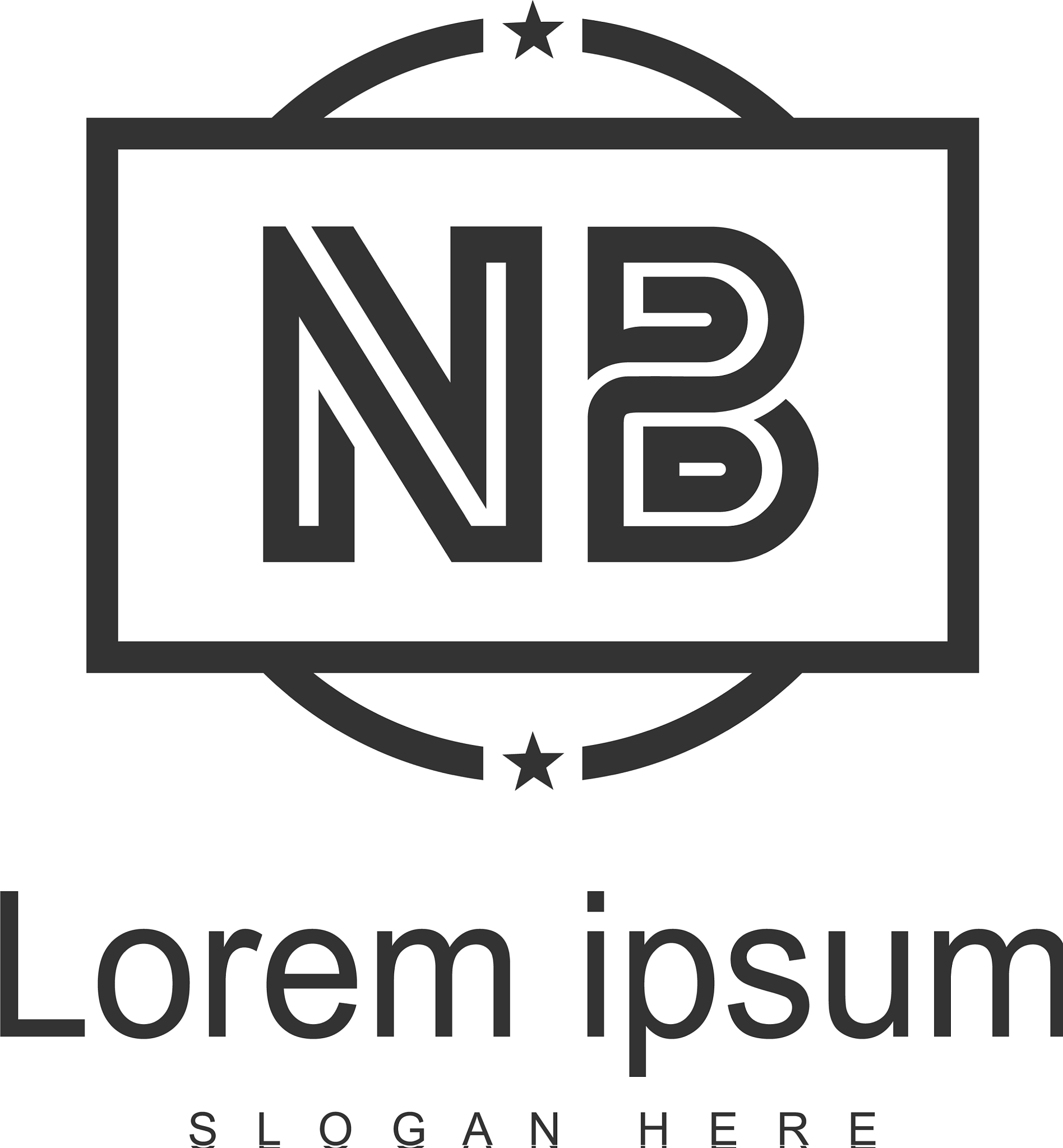 initial nb logo template with modern frame