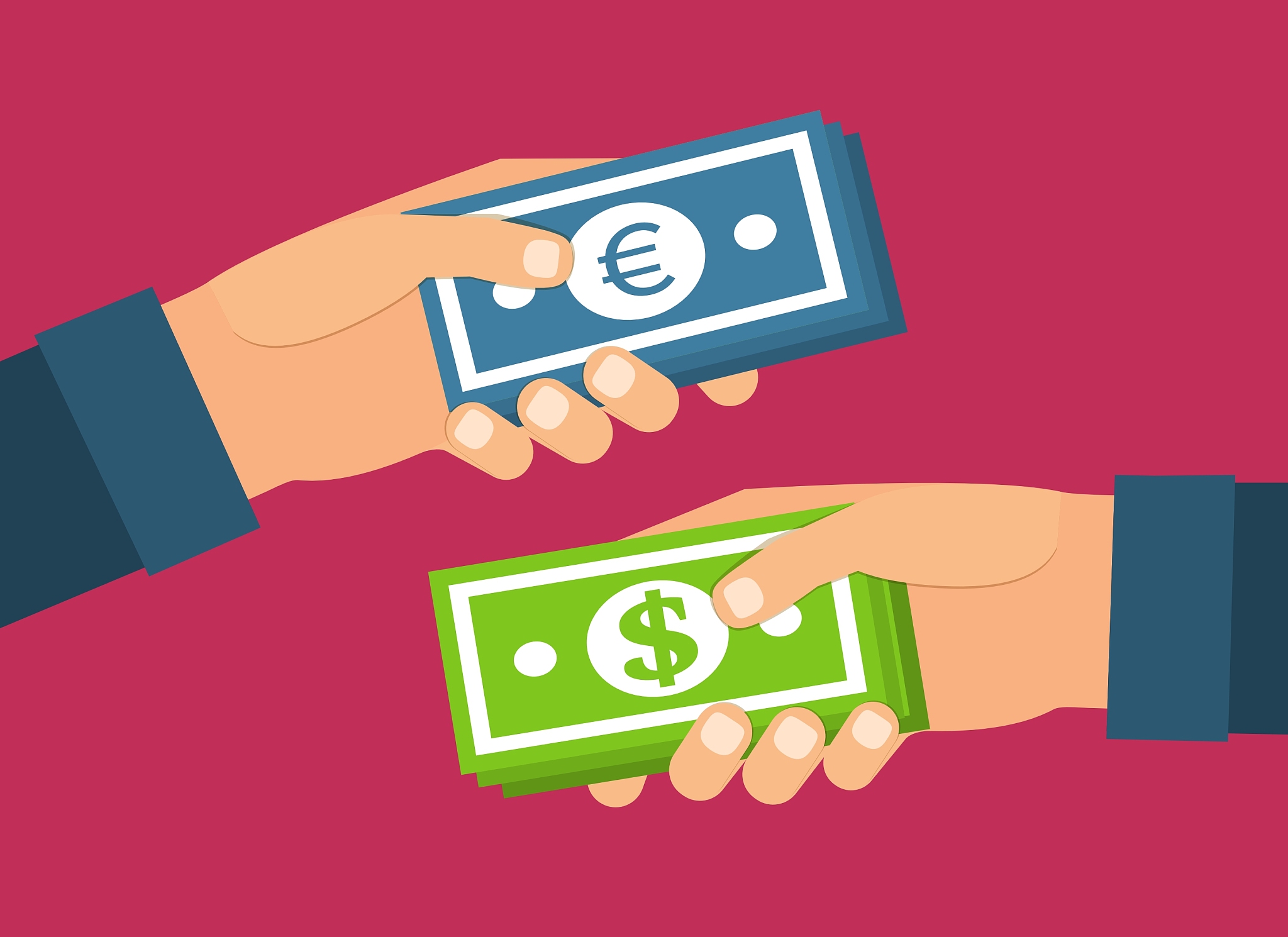 hands holding money currency exchange transfer and