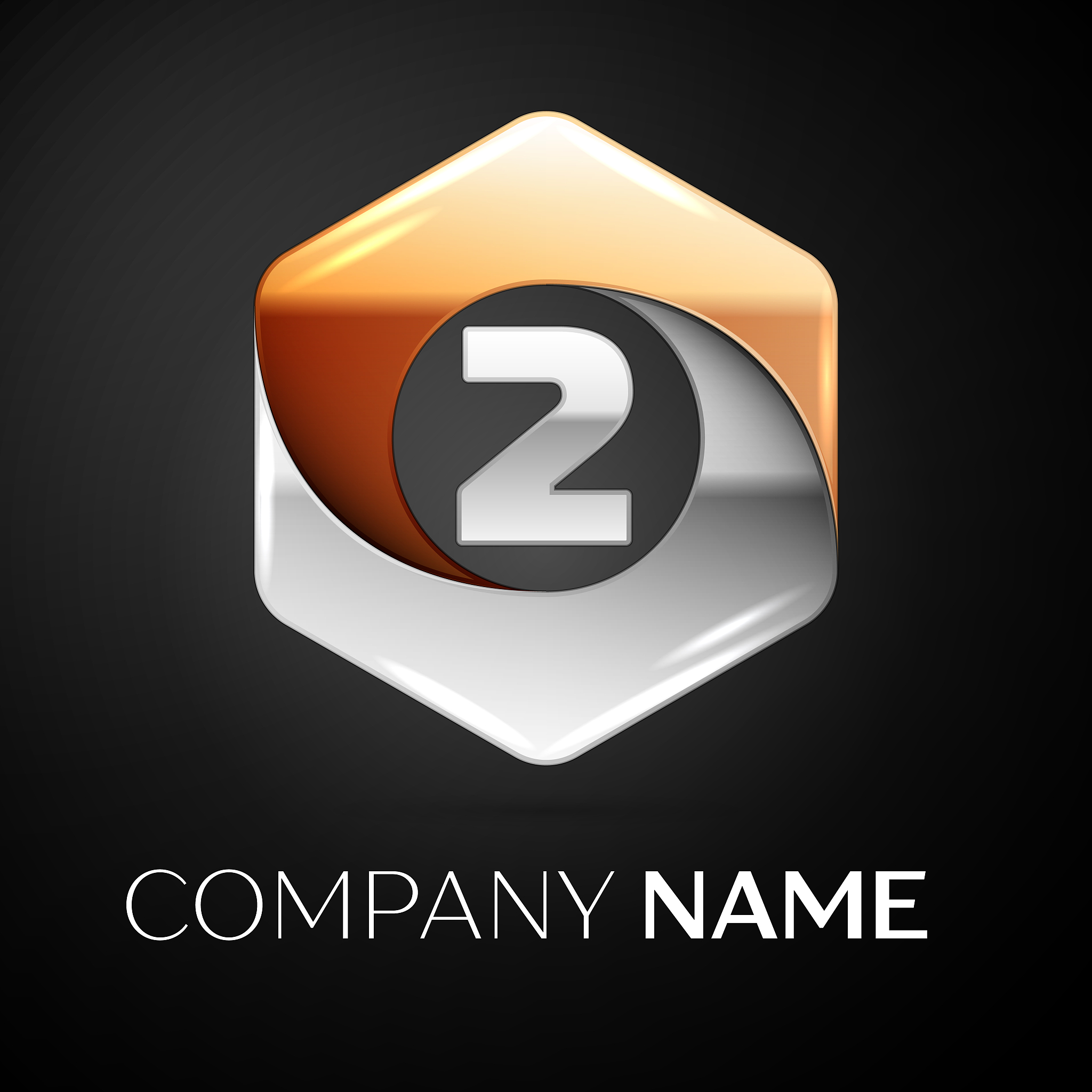 number two logo symbol in the colorful hexagonal