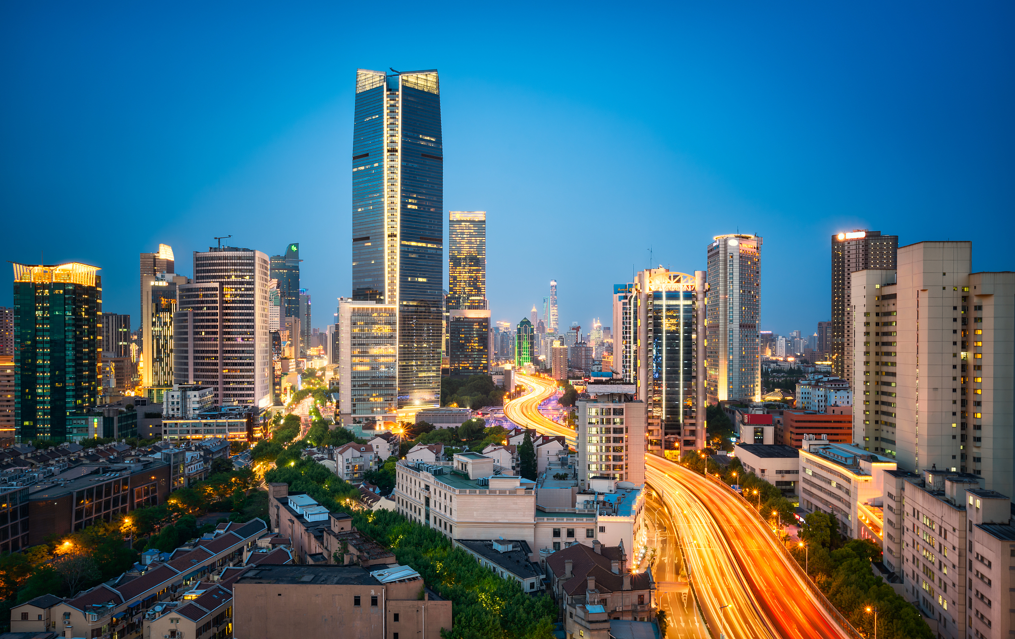 上海城市建筑夜景风光