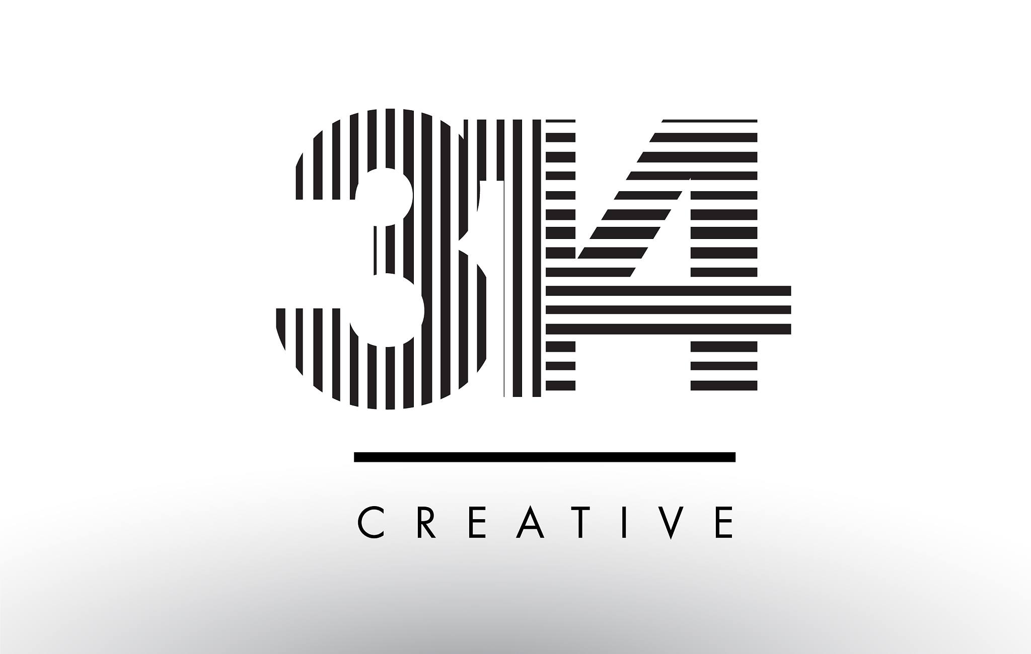 314 black and white lines number logo design