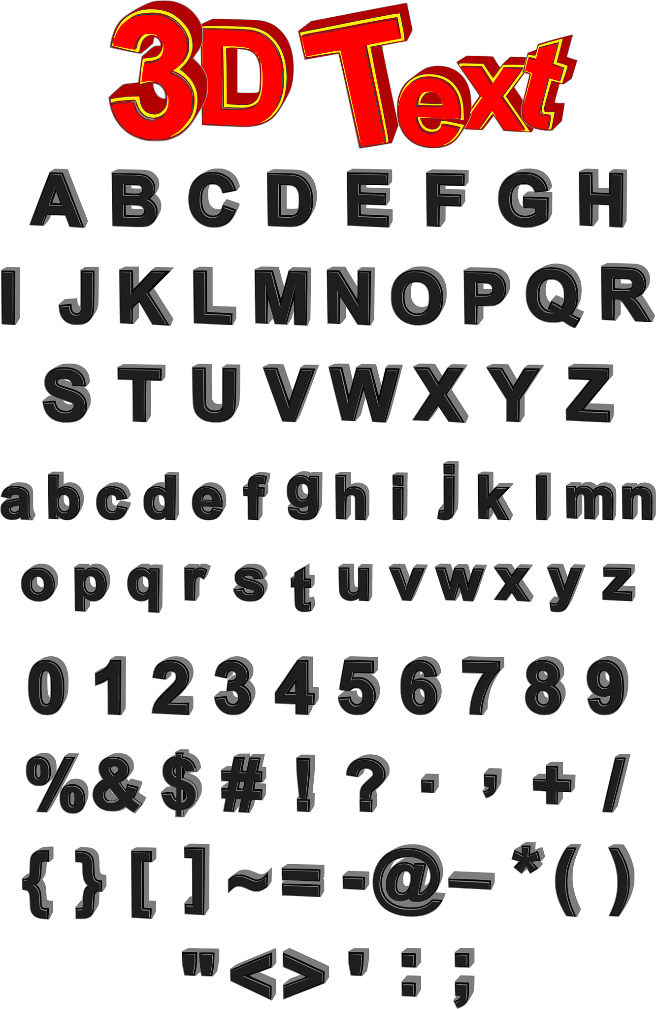 3d letters arial bold