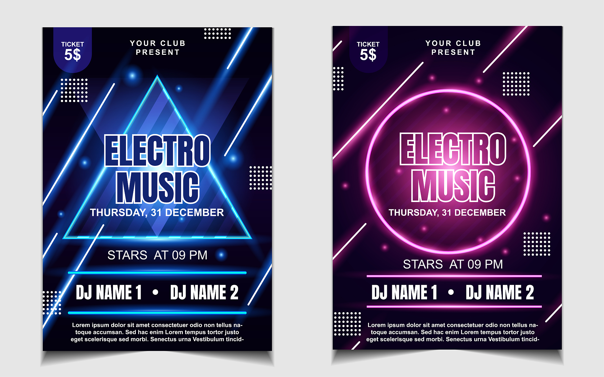 night dance party music poster flyer layout design template back