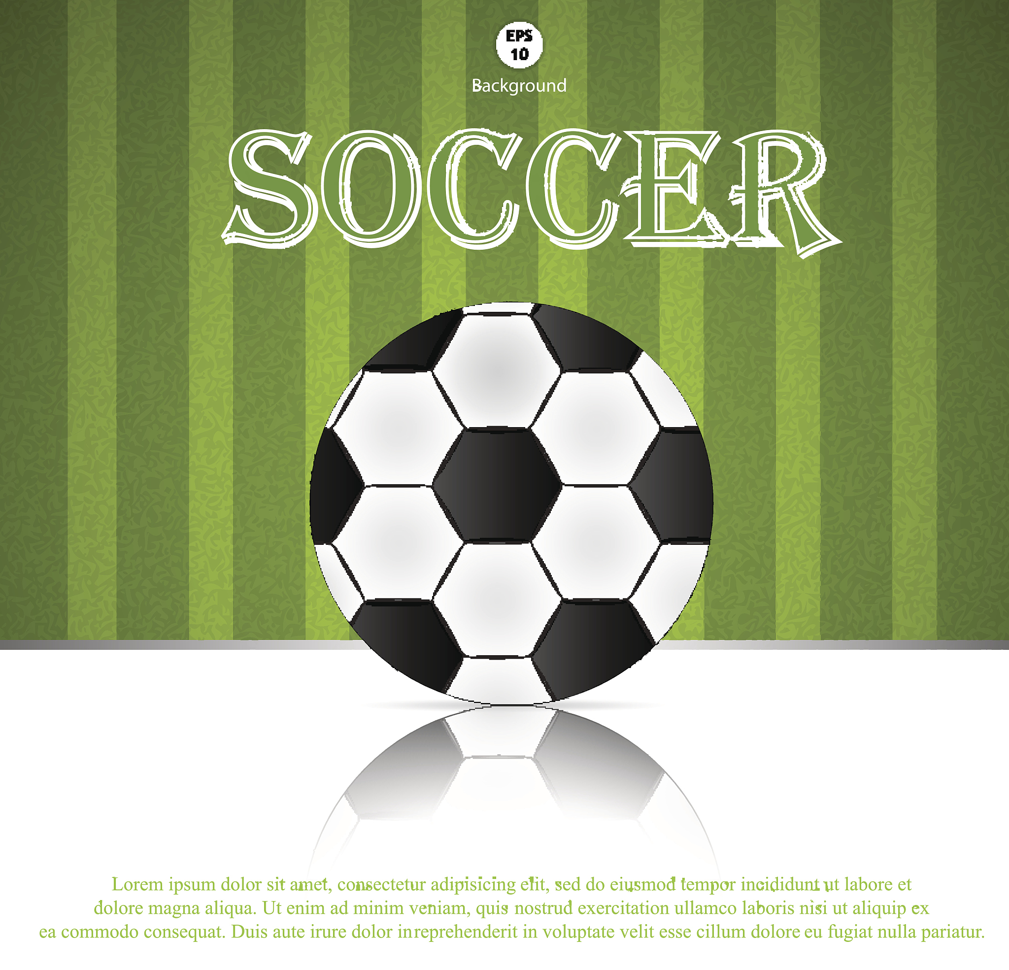 soccer ball on green background poster