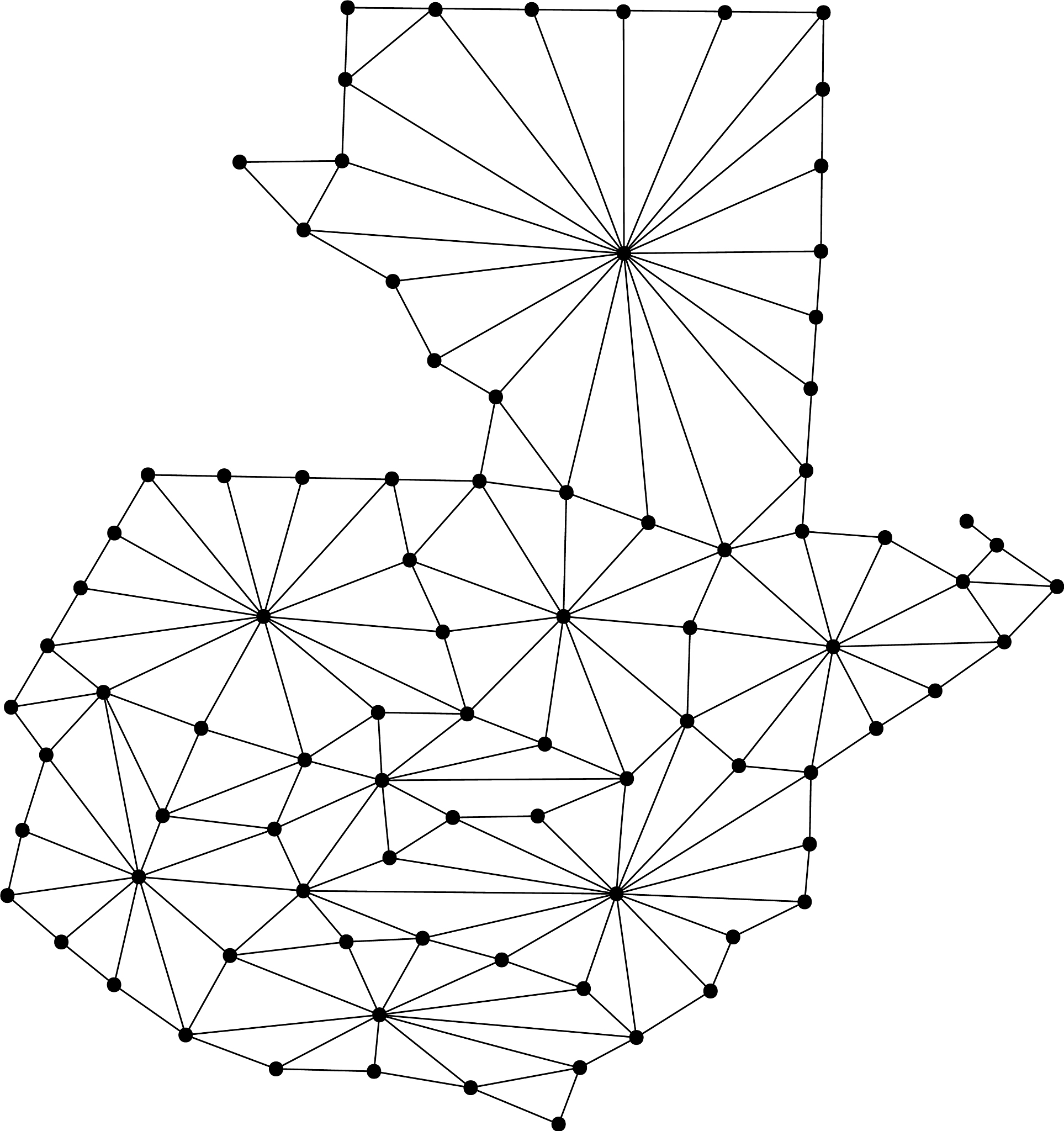 guatemala map of polygonal mosaic lines network
