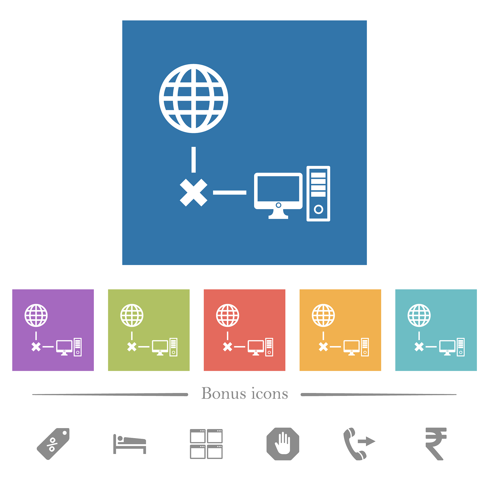 offline computer flat white icons in square backgrounds