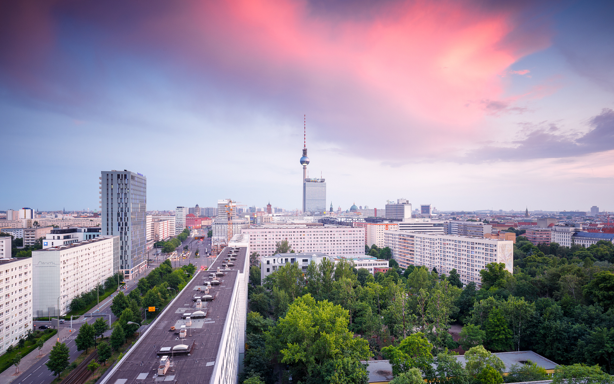 berlin skyline with moody sky