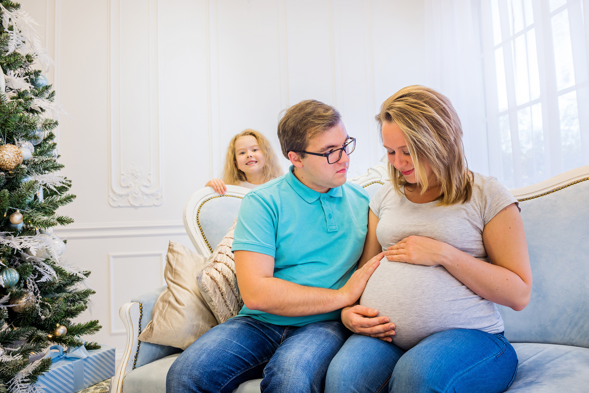 smiling family at home