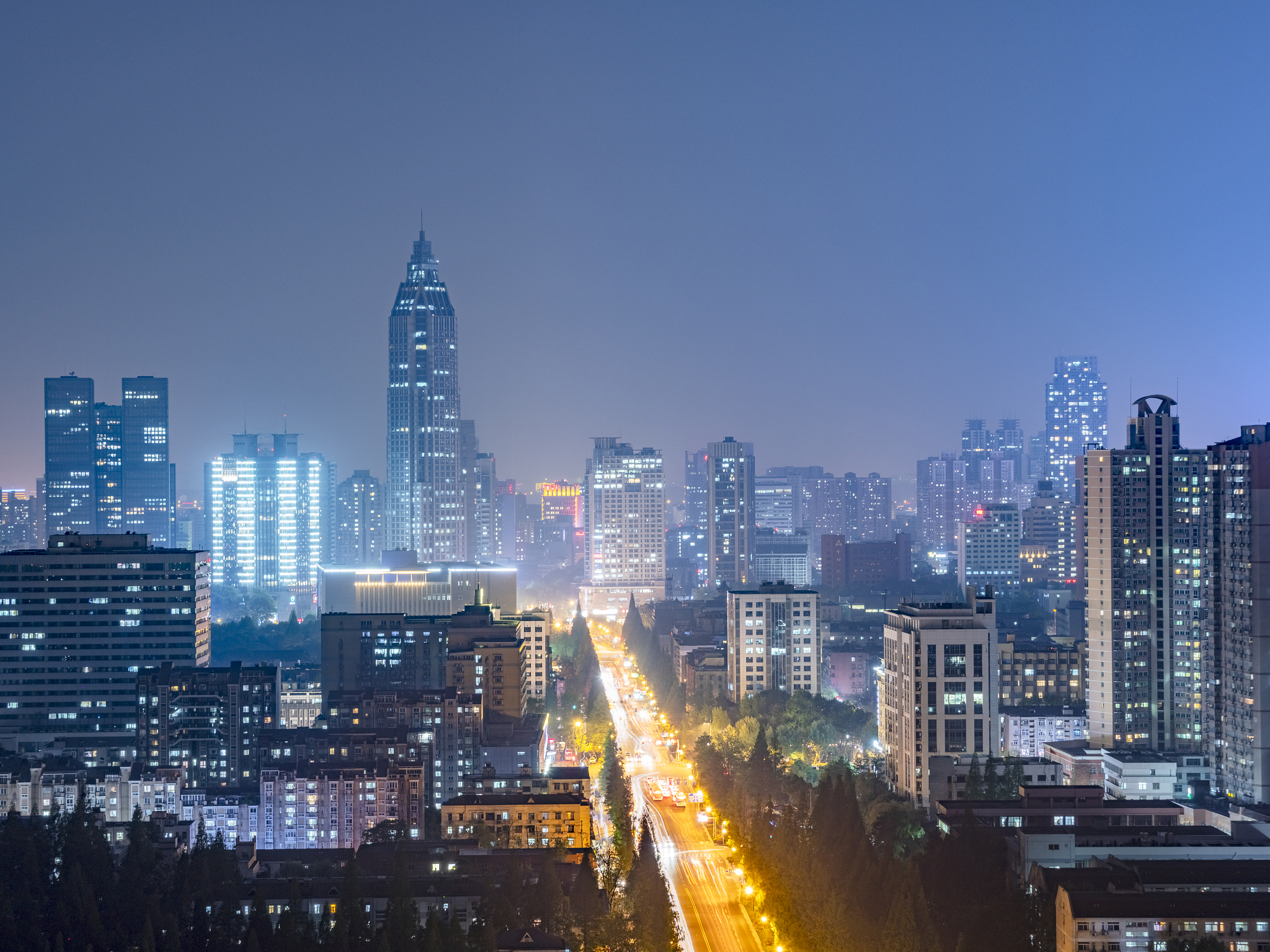 illuminated architecture at night nanjing