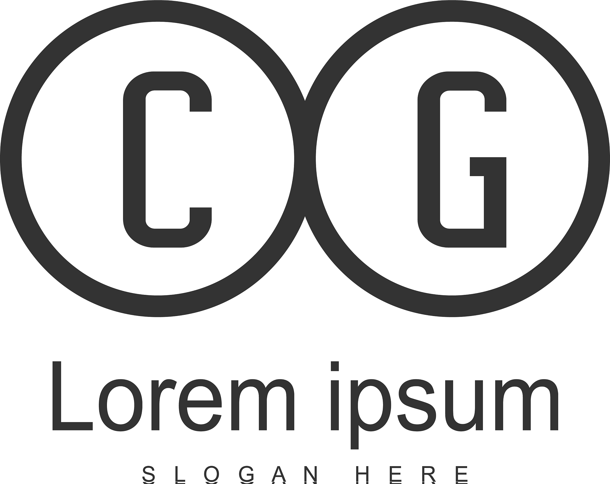 initial cg logo template with modern frame