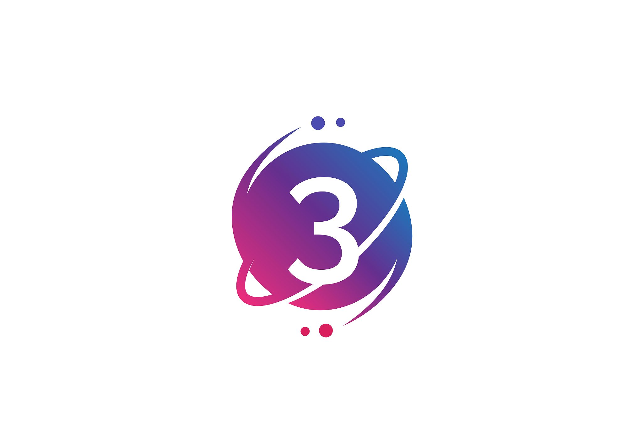 initial number circle planet with orbit and dots gradient color 