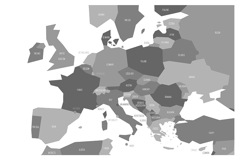 political map of central and southern europe