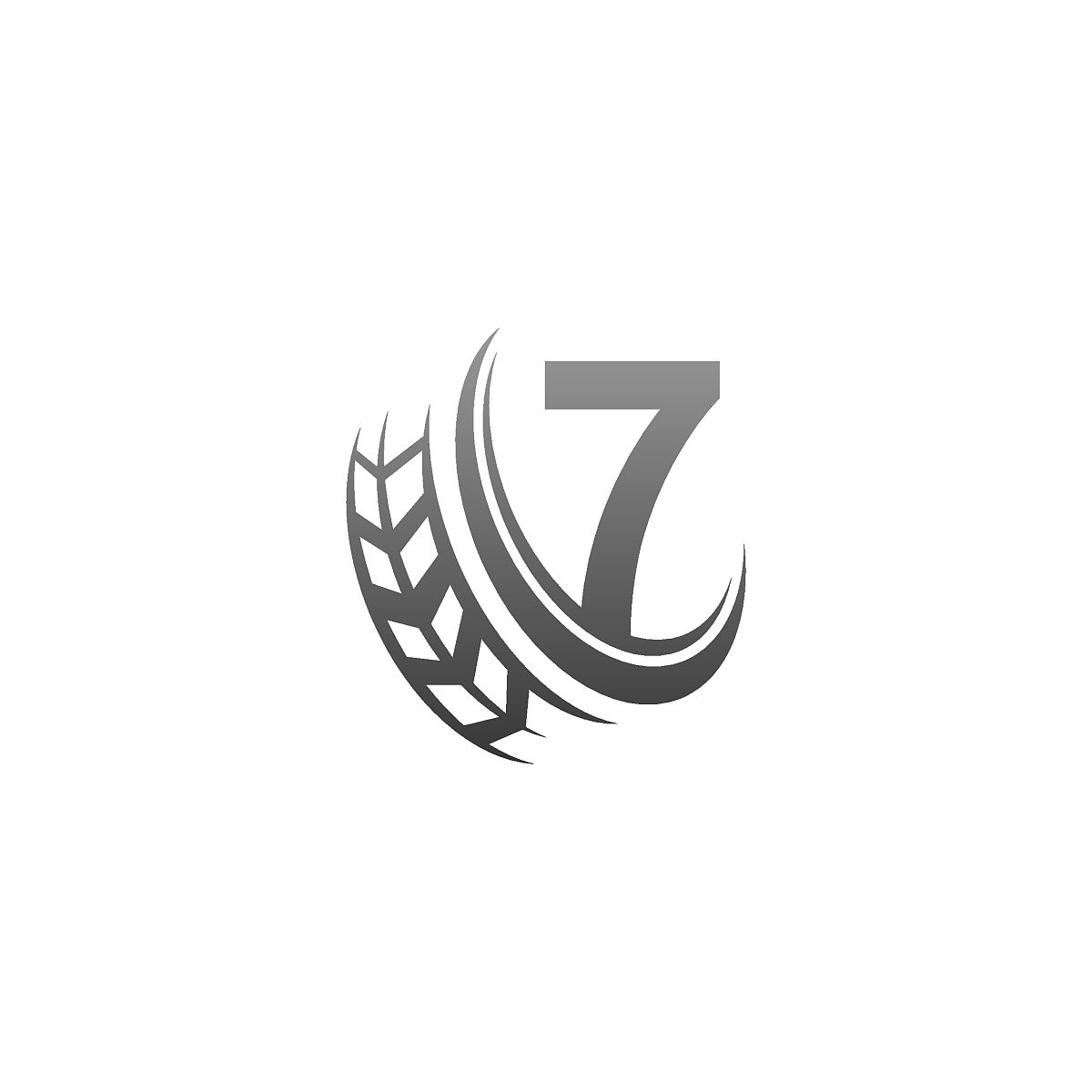 数字7与拖轮图标设计模板插图