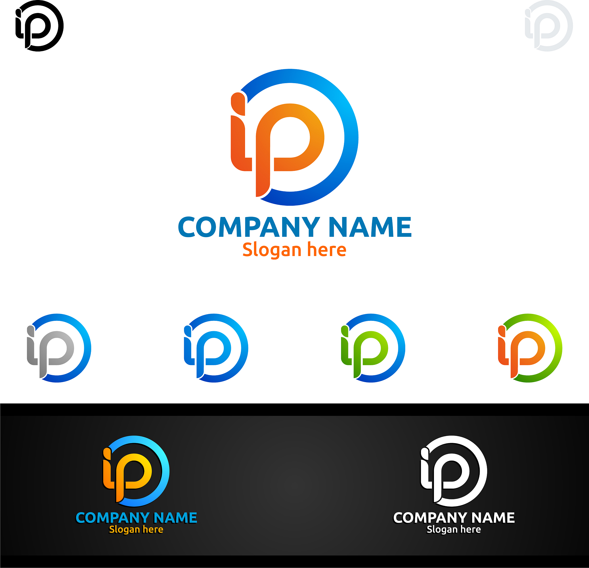 letter i p i and p for digital logo marketing