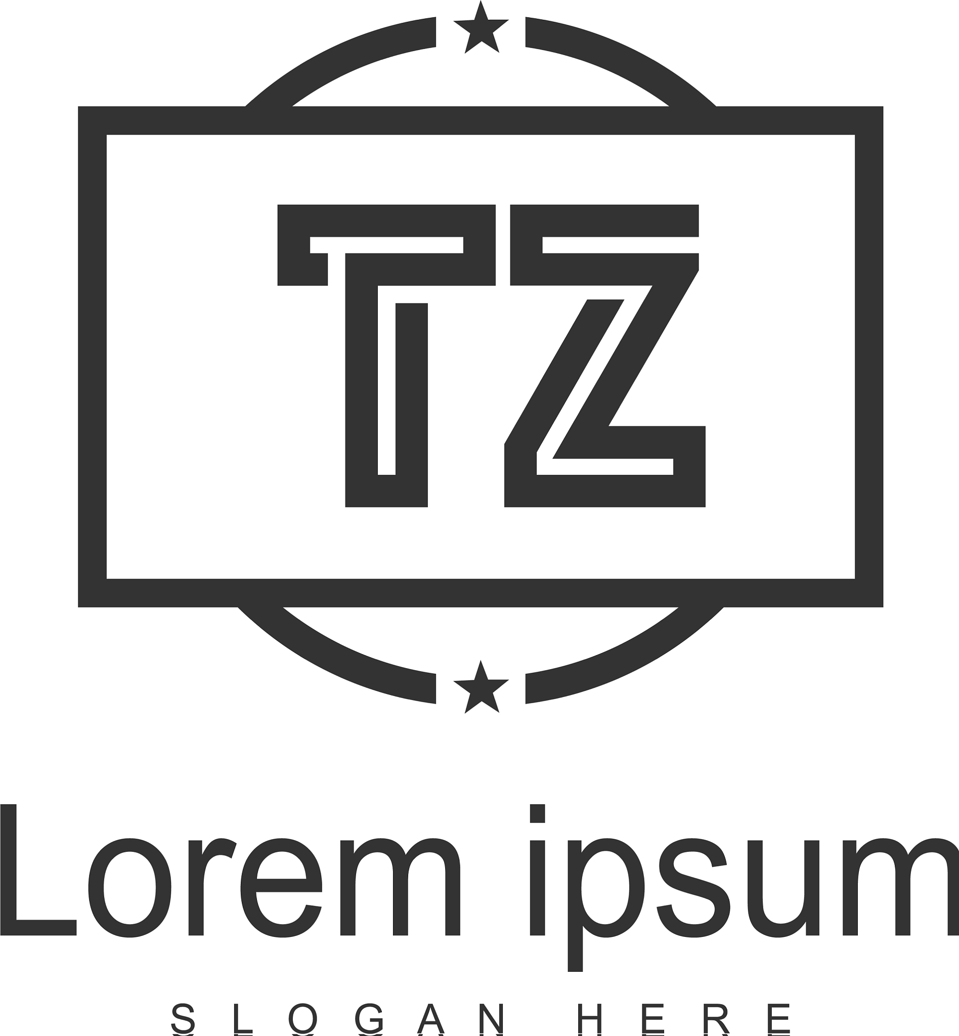 initial tz logo template with modern frame