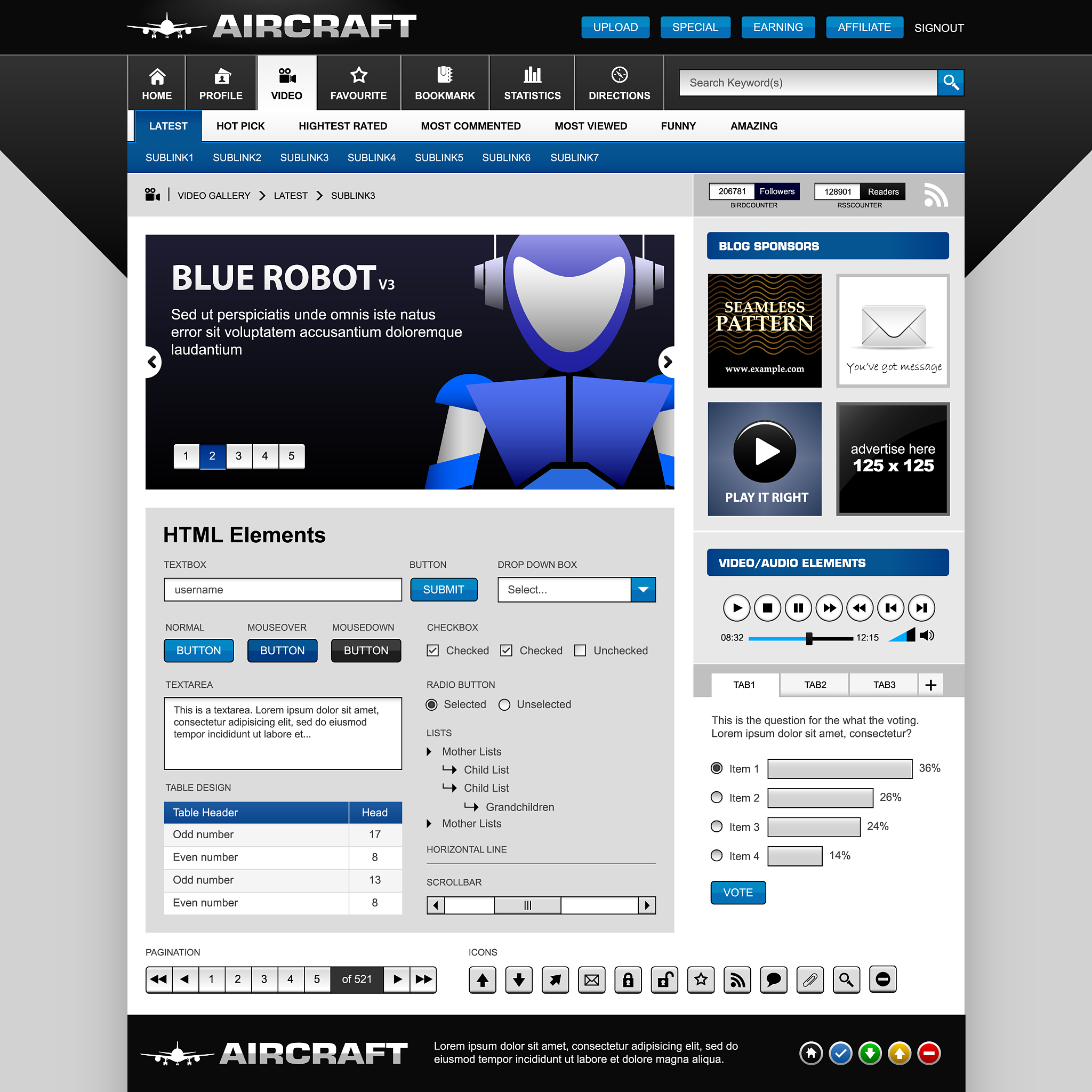 web design element template a set of web design