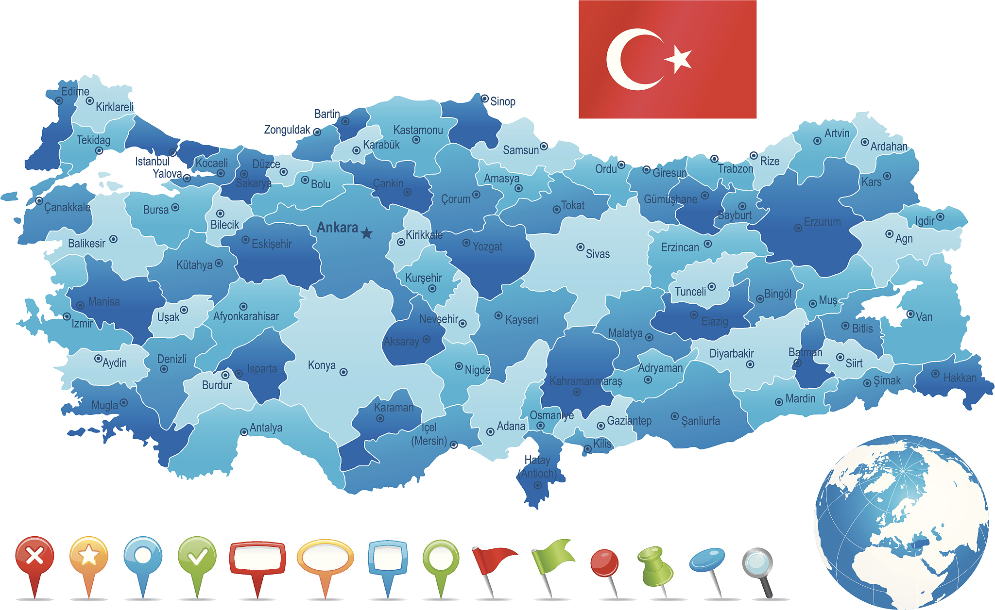 turkey - highly detailed map