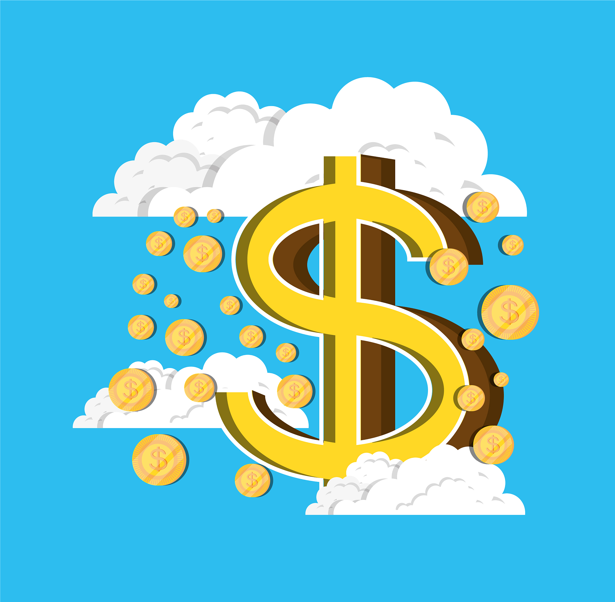 coins falling from the clouds