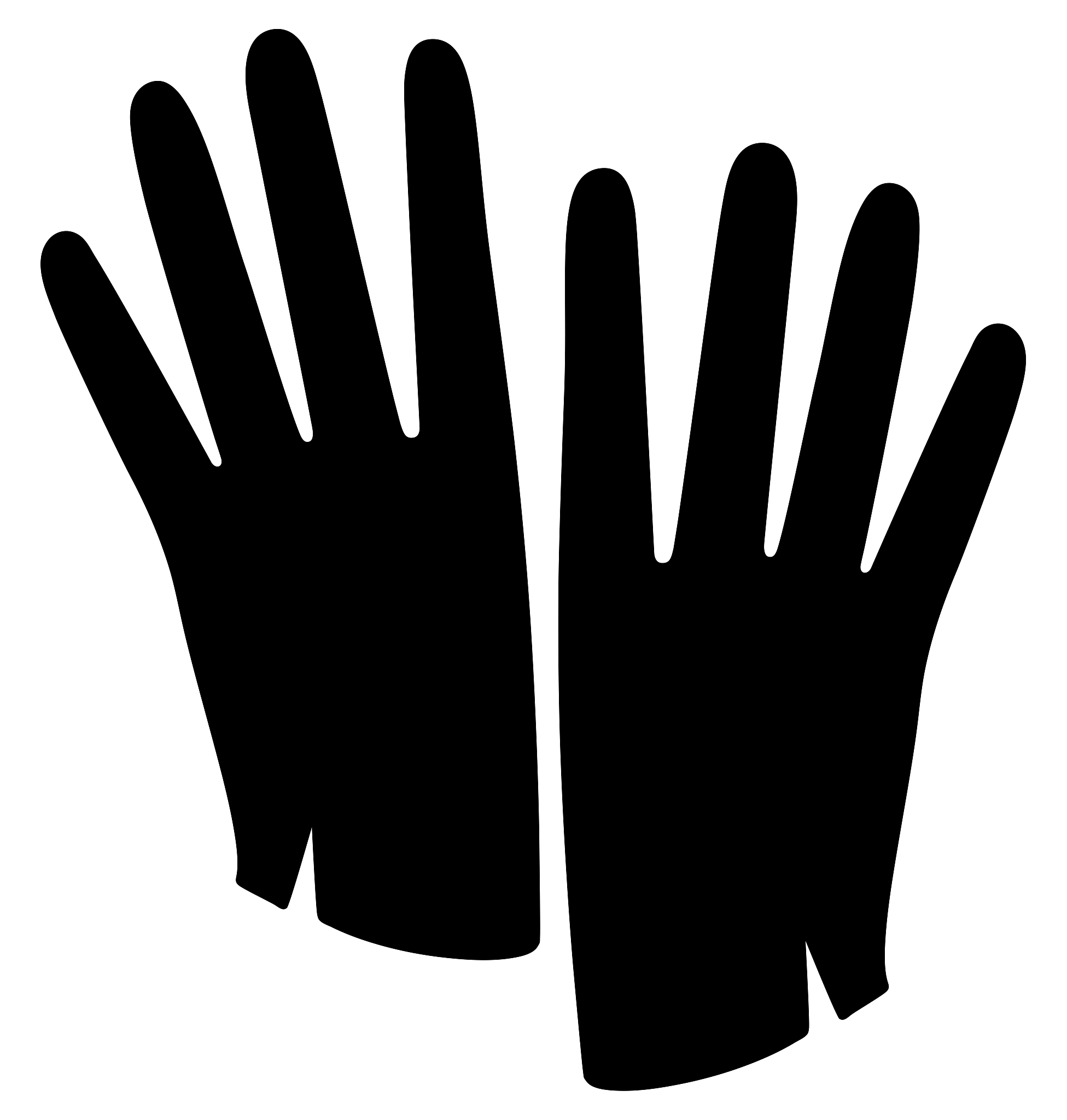 set hand in a glove with four extended fingers. sign. vector sil