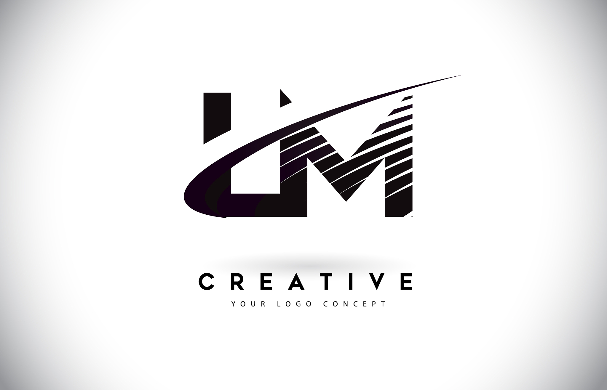 lm l m letter logo design with swoosh and black