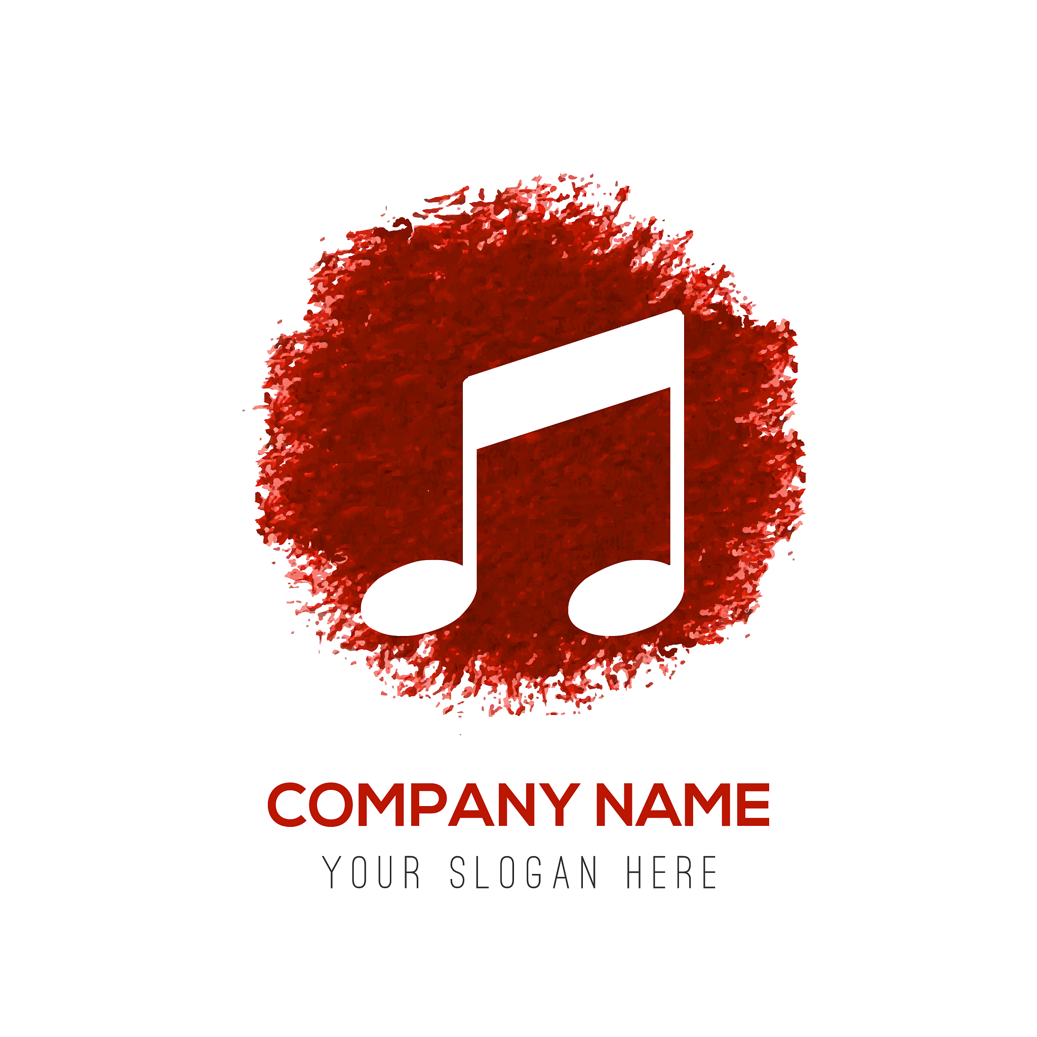 music note icon - red watercolor circle splash