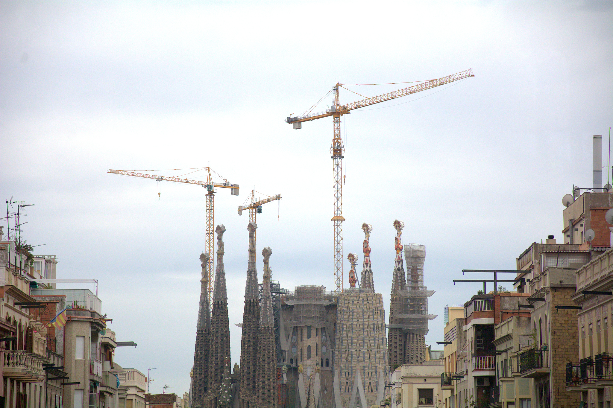 tower crane in the sacrada familia church in barcelona