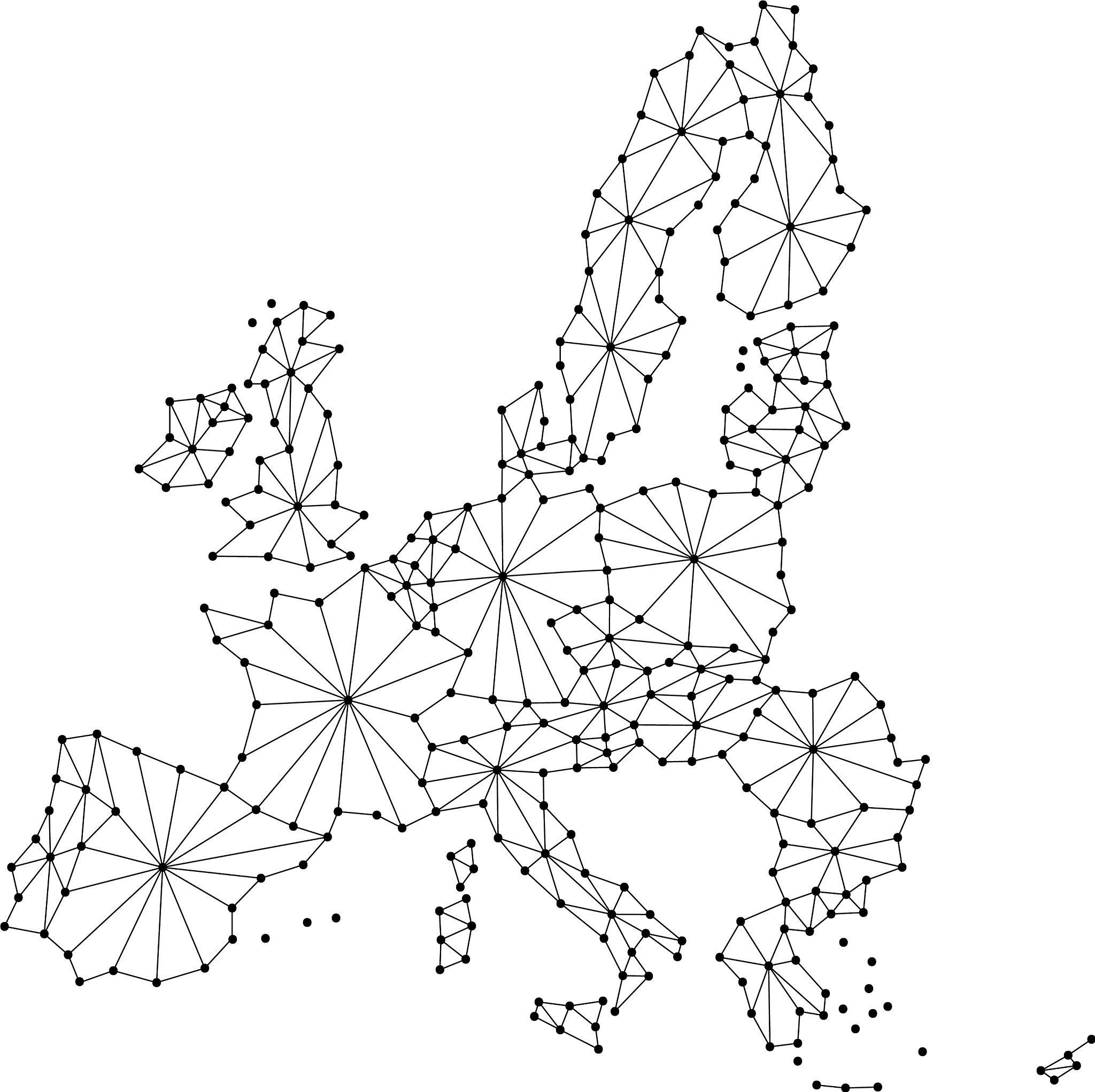 european union map of polygonal mosaic lines