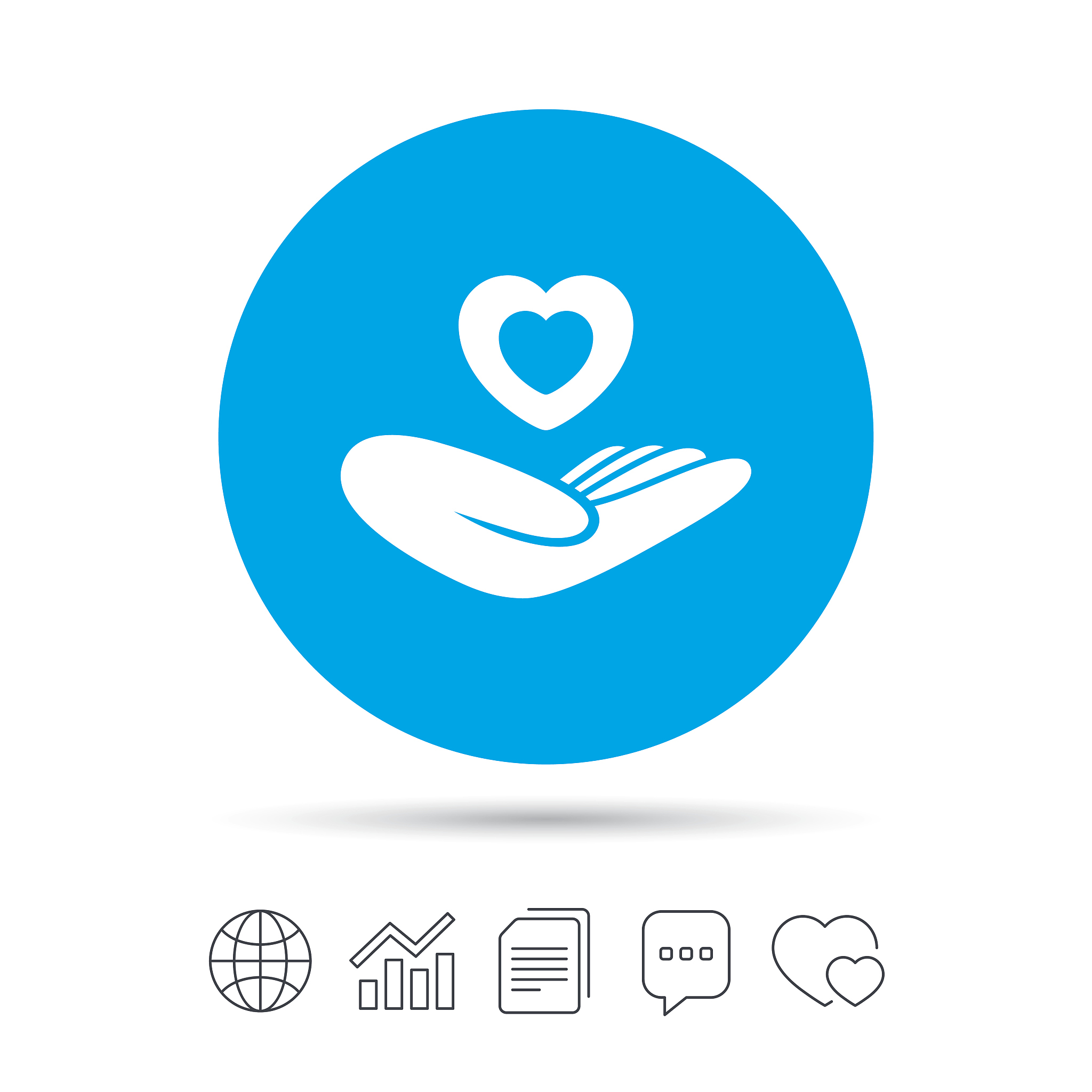 life insurance sign. hand holds heart.