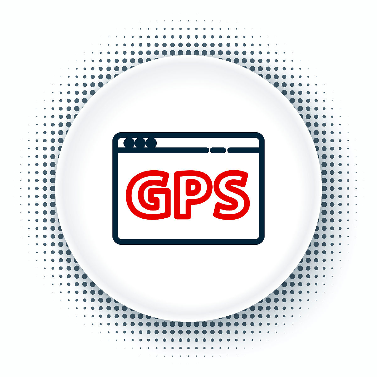 线路gps设备与地图图标孤立在白色背景上.色彩斑斓的轮廓的概念.向量