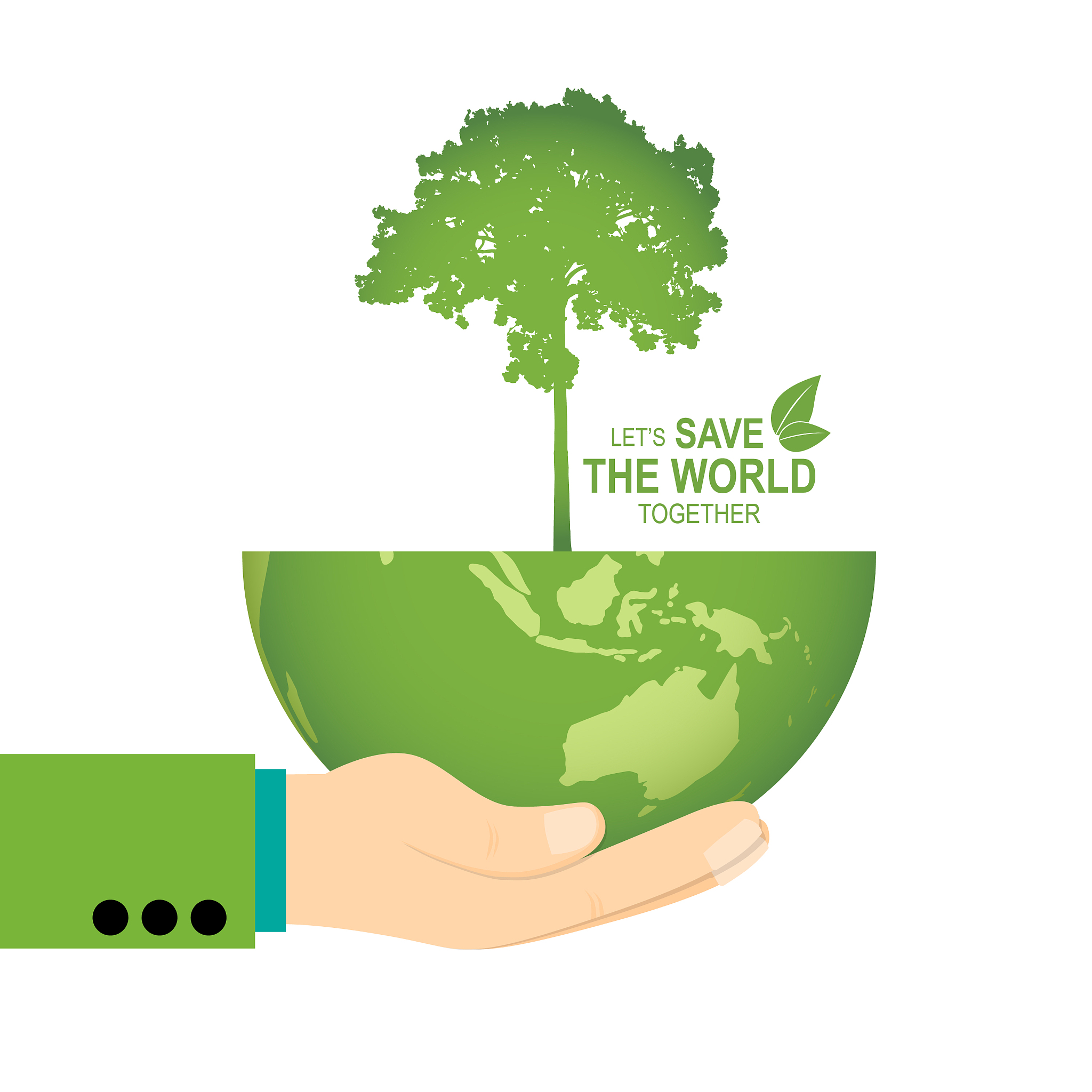 save the world poster design template with hand