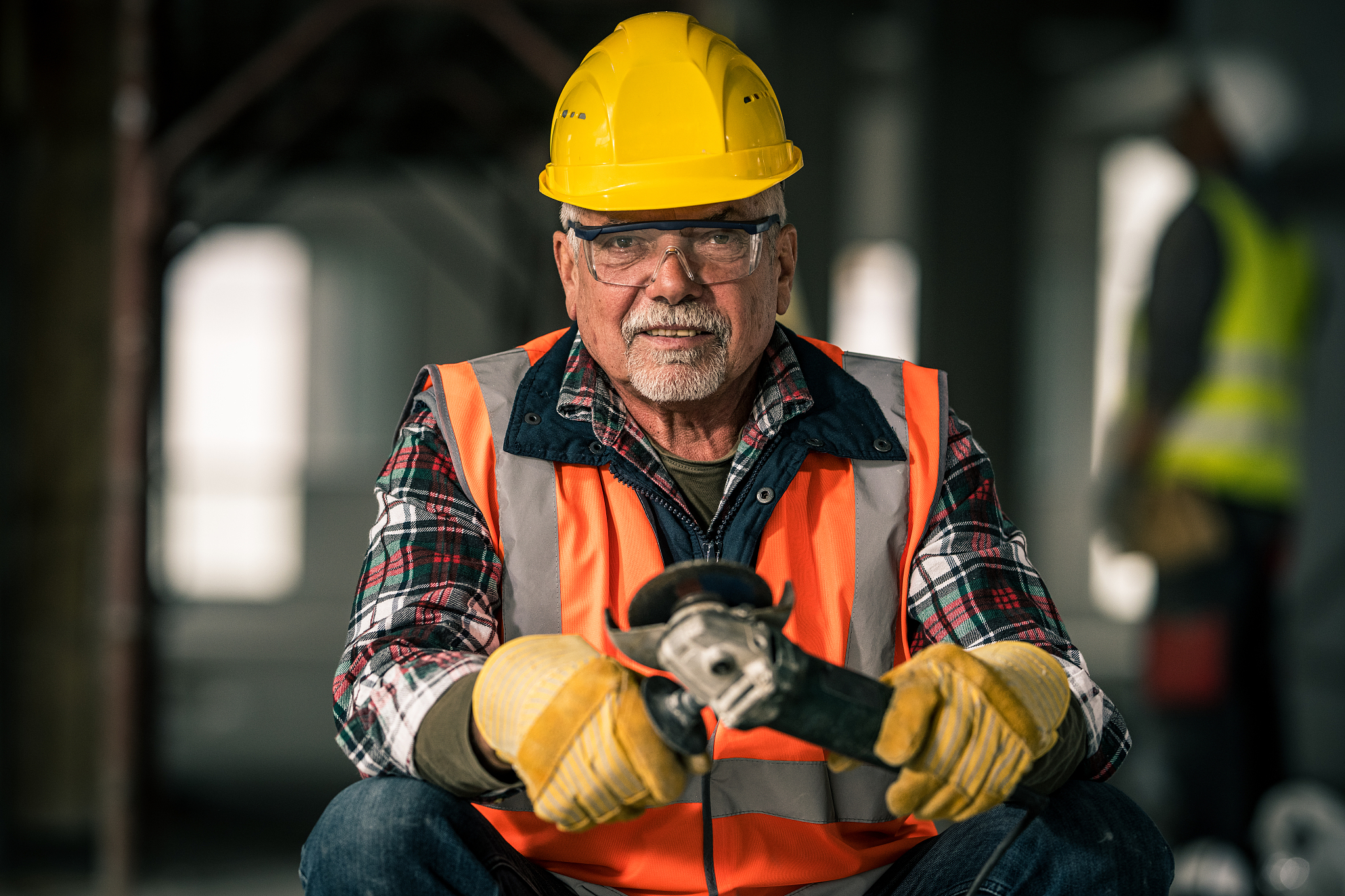 construction worker sitting at site