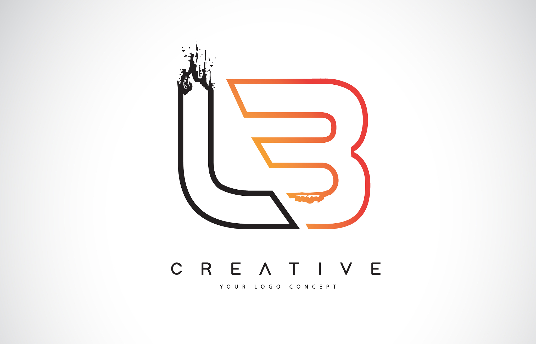 lb creative modern logo design with orange and