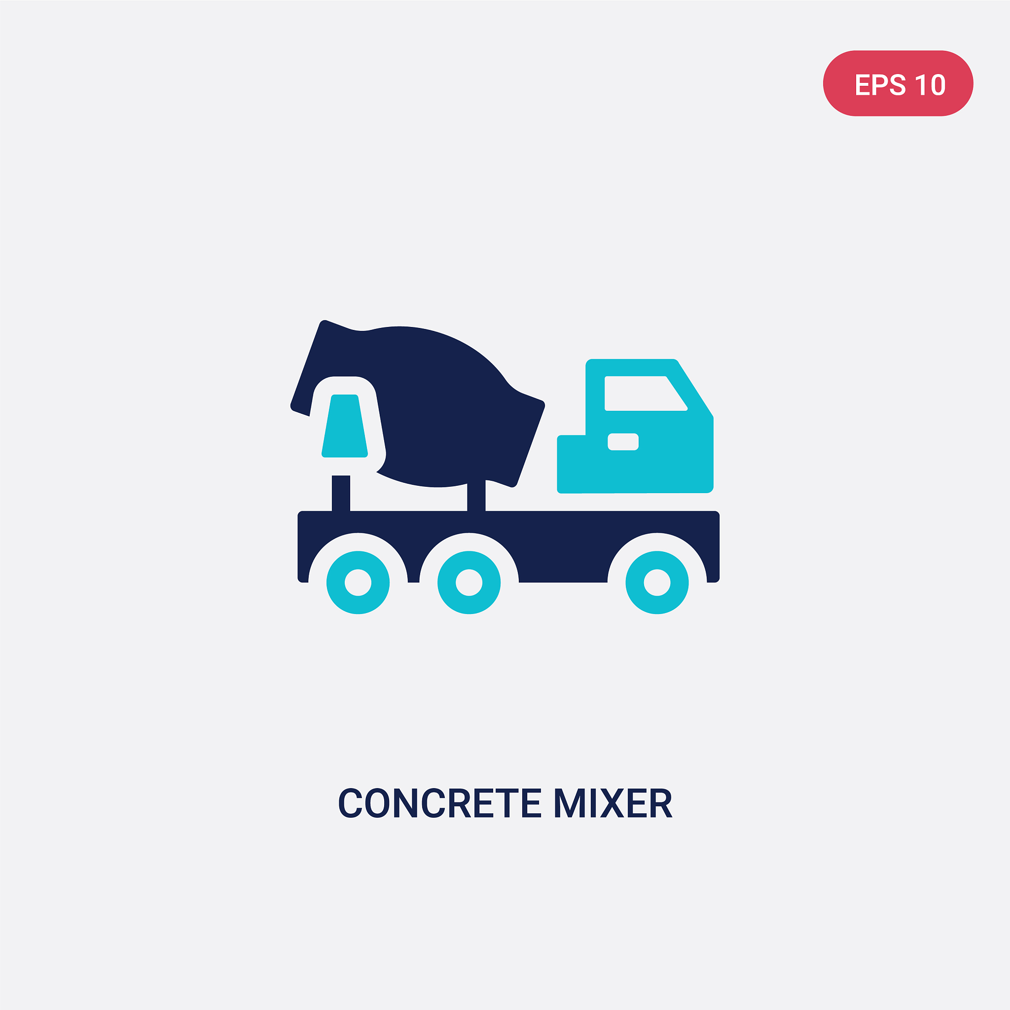 two color concrete mixer icon from construction