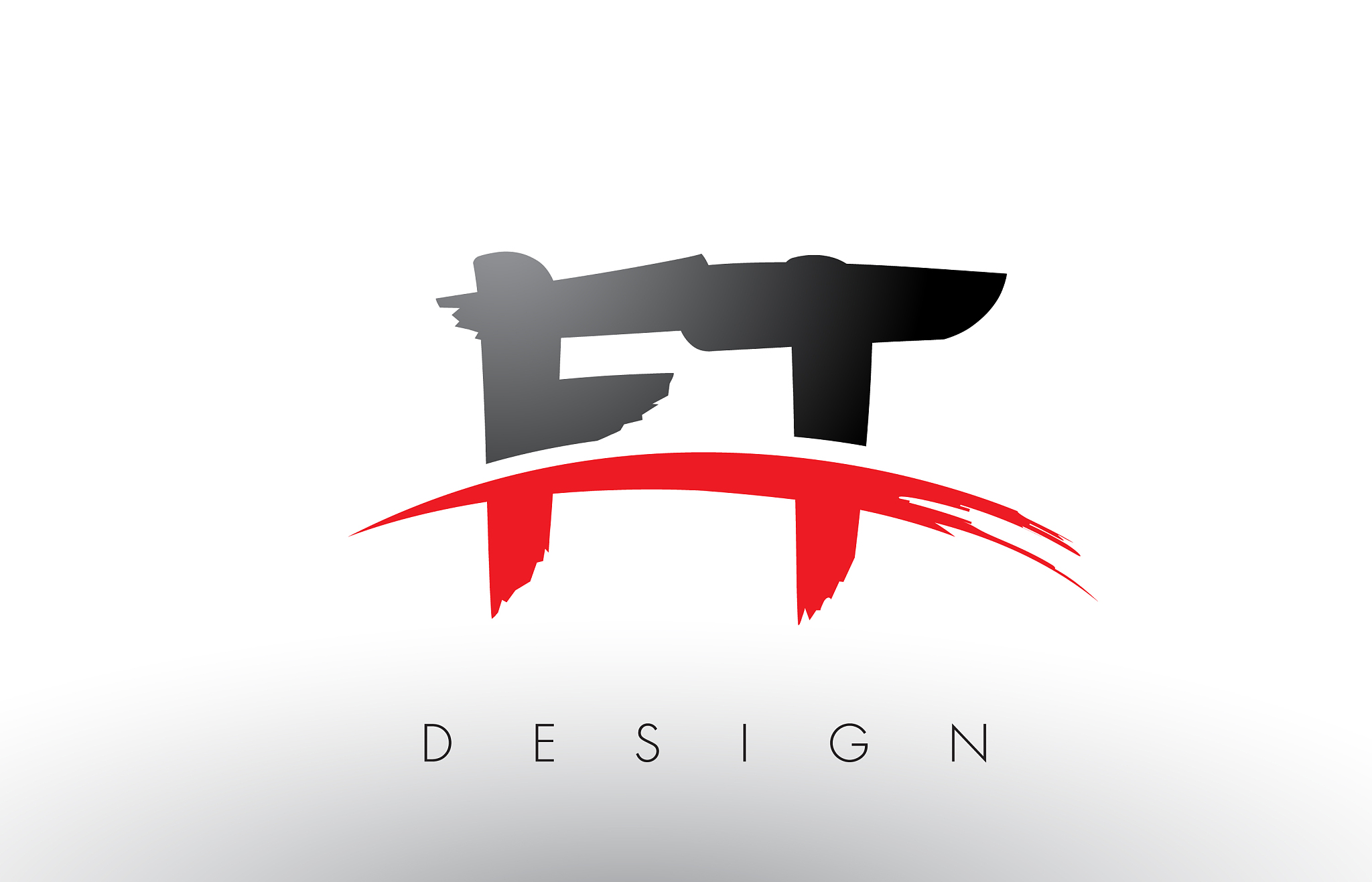ft f t brush logo letters with red and black