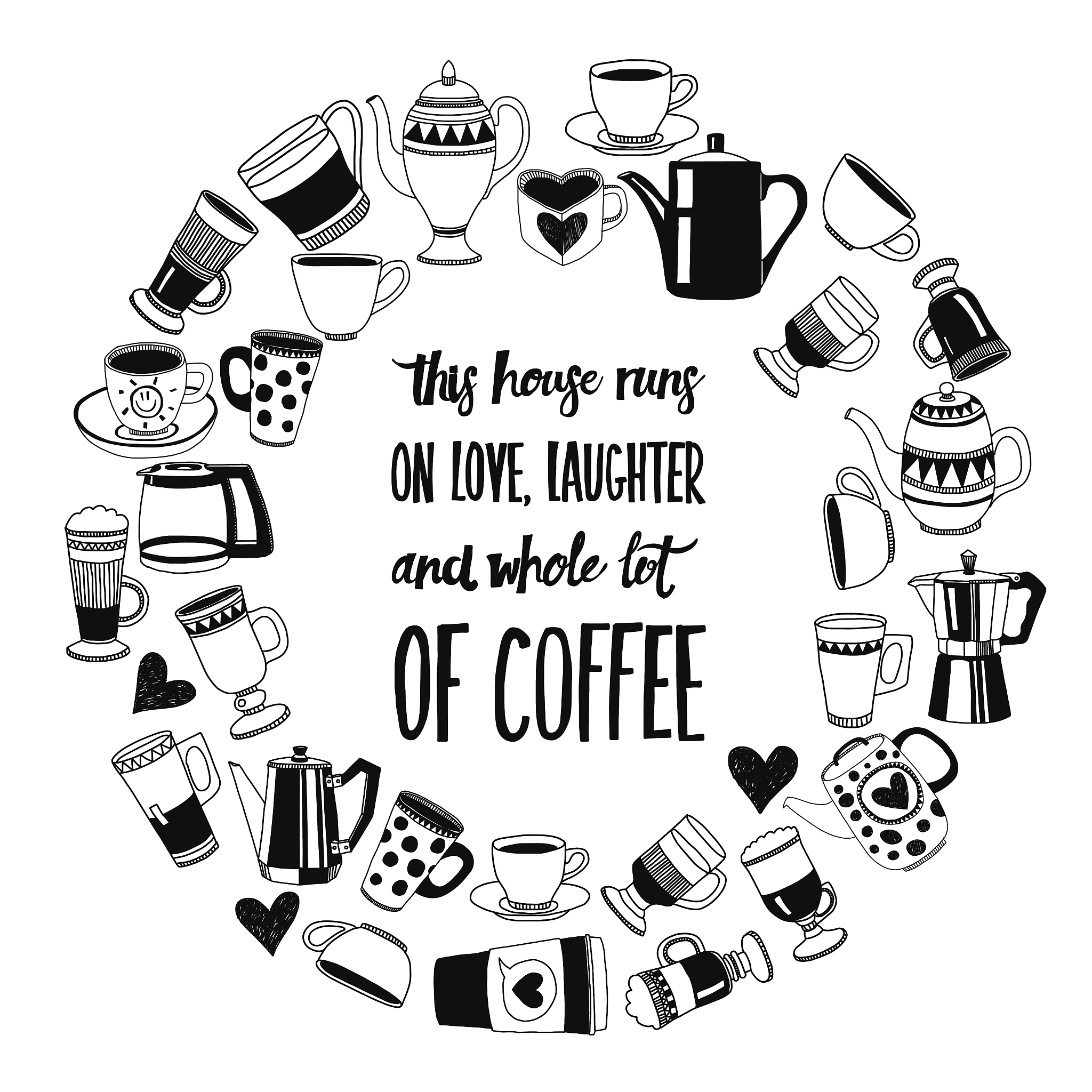 big vector set with coffee icons