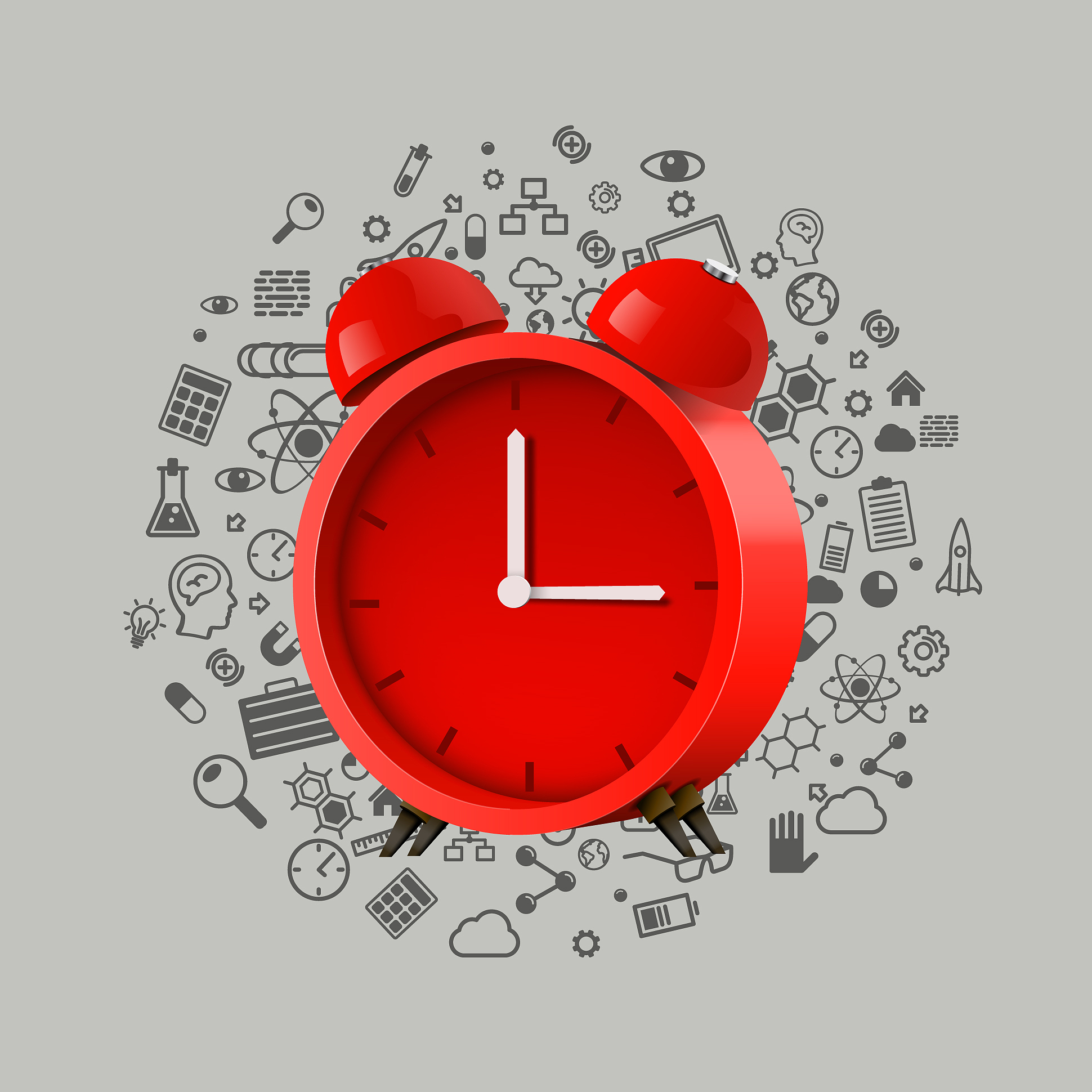 realistic red alarm clock clean