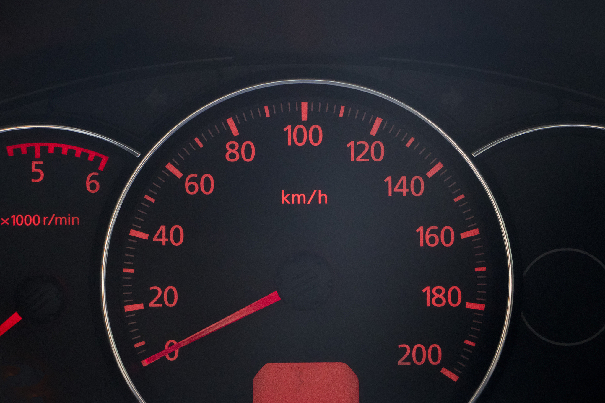 car speed meter dashboard light on modern car